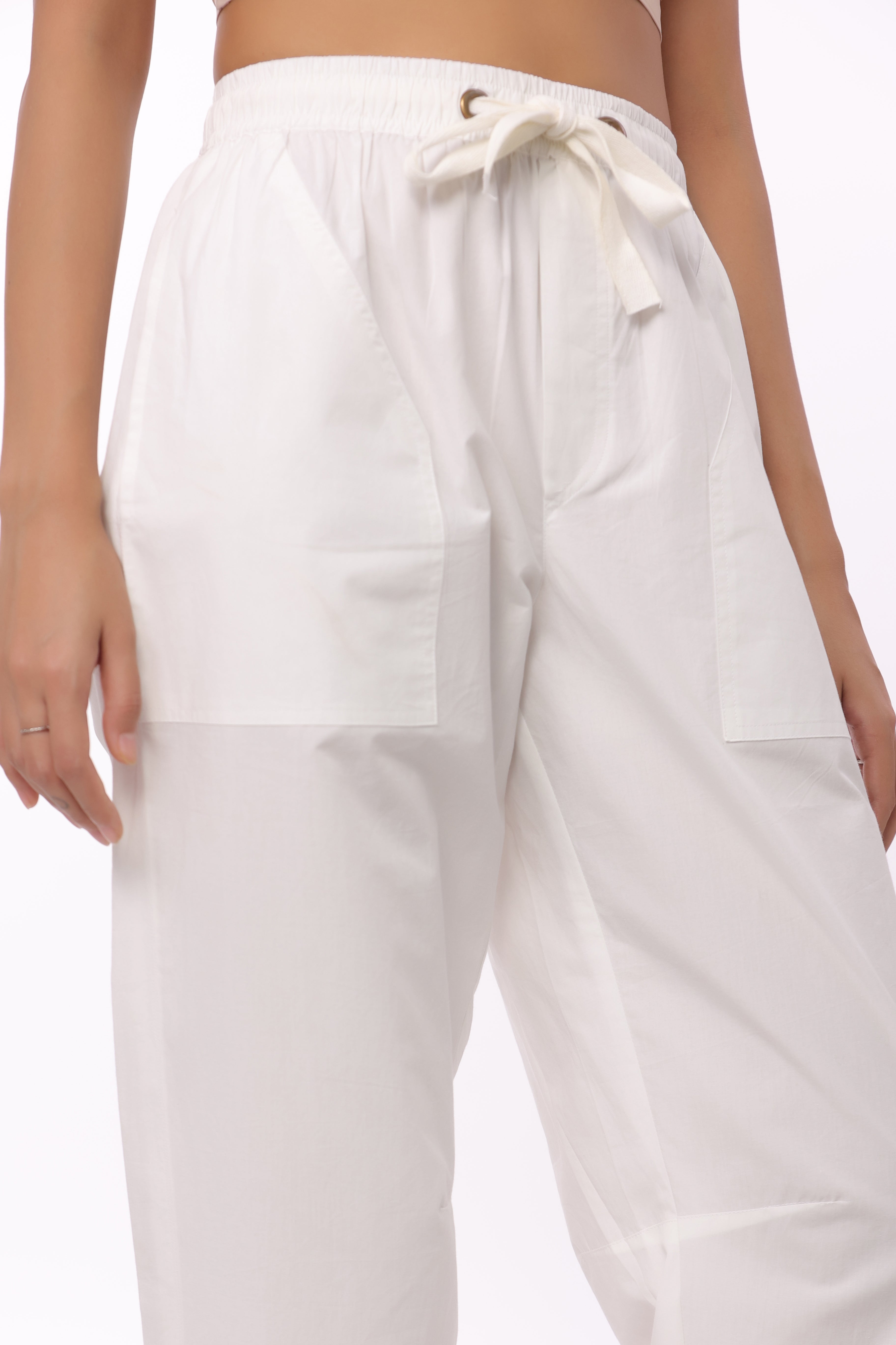 Women’s White Cotton Trouser