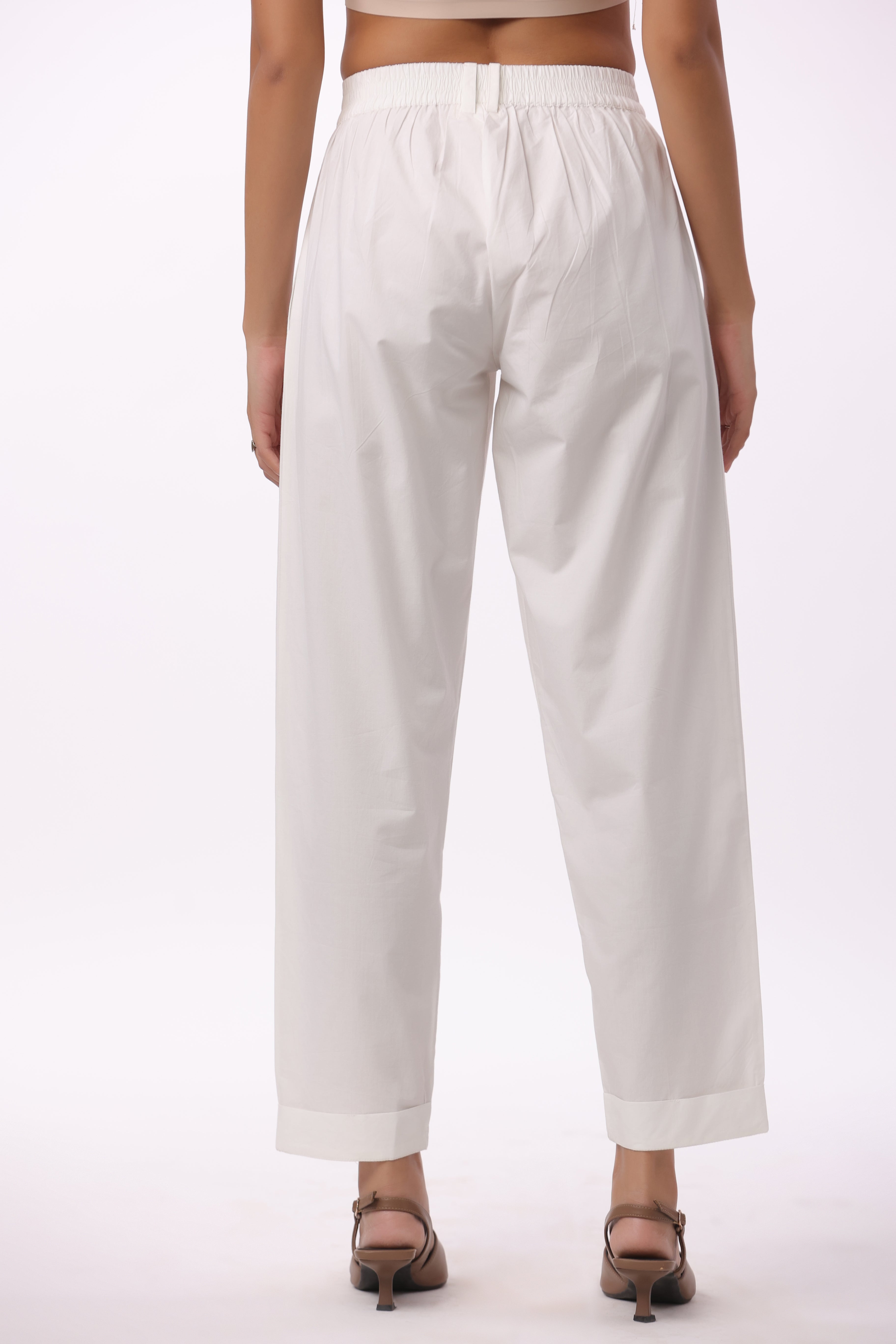 Women’s White Cotton Trouser