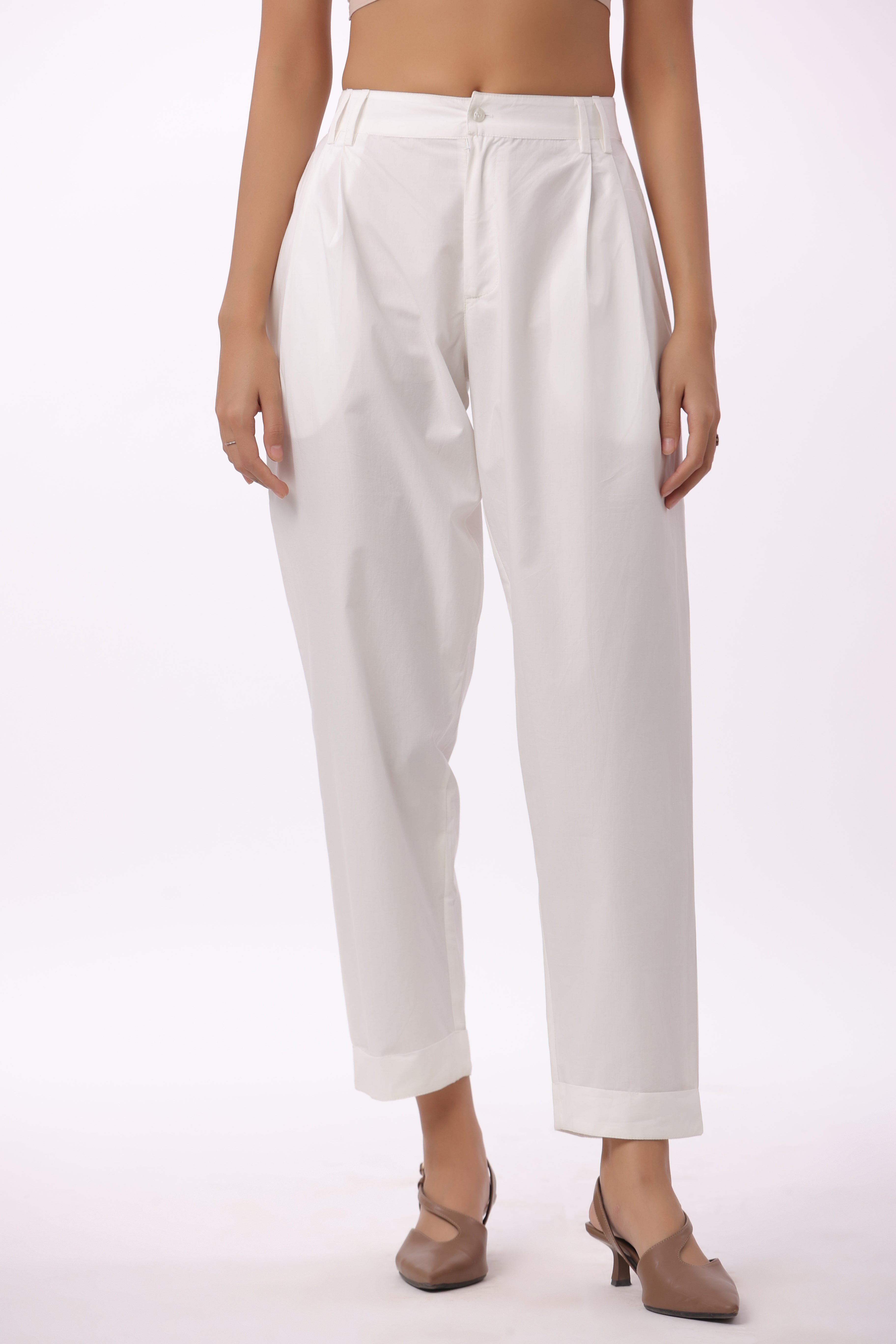 Women’s White Cotton Trouser