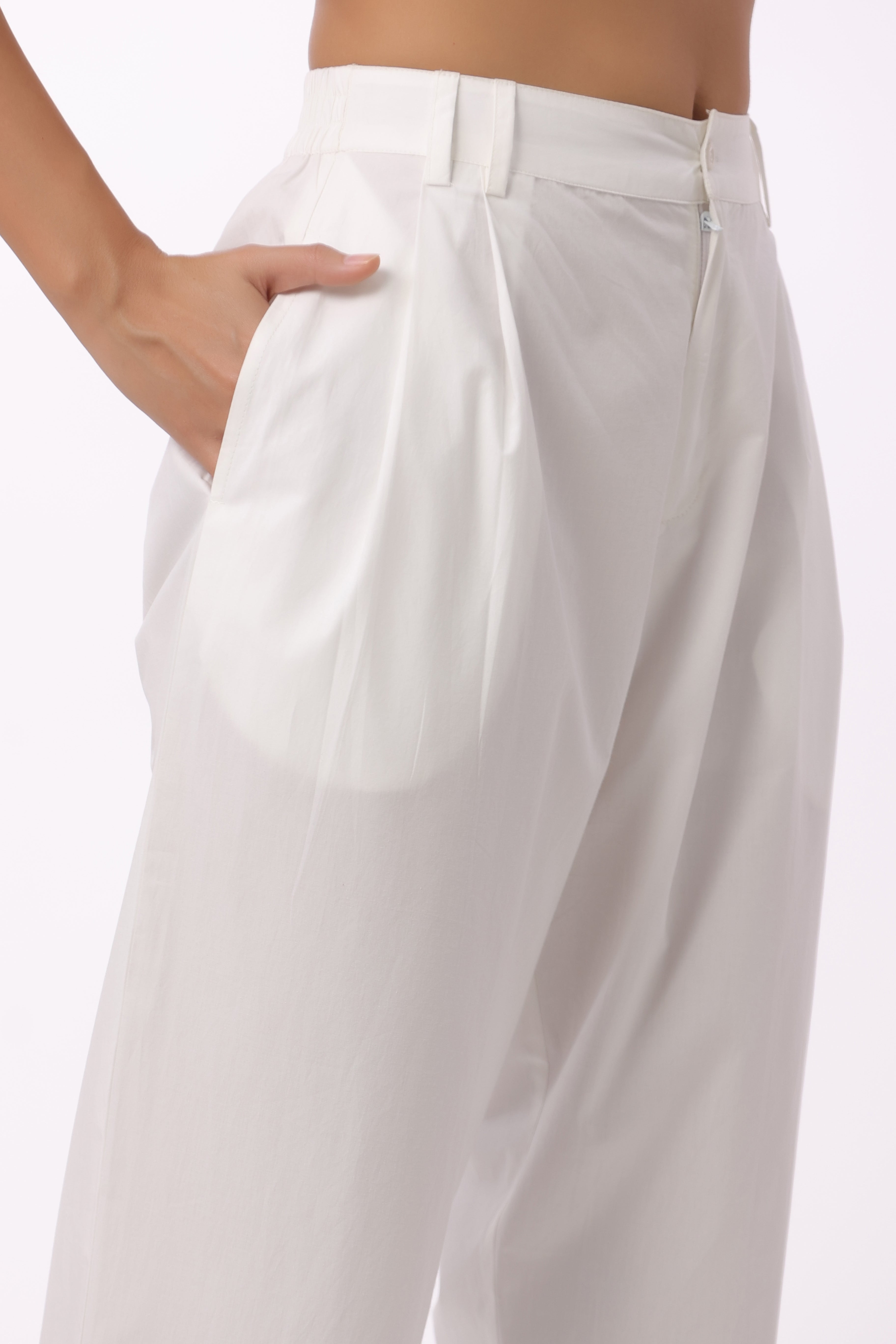 Women’s White Cotton Trouser