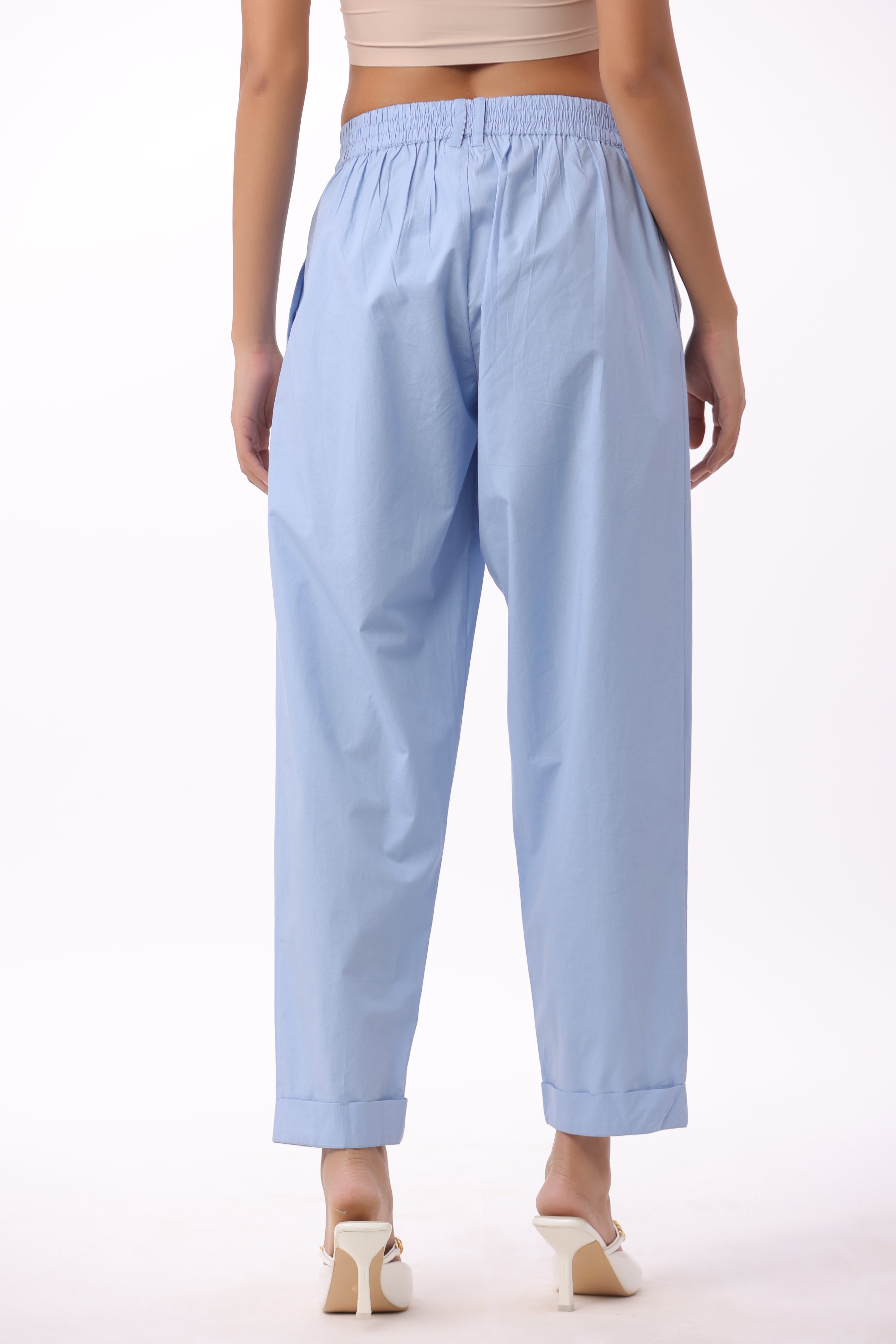 Women’s Blue Cotton Trouser