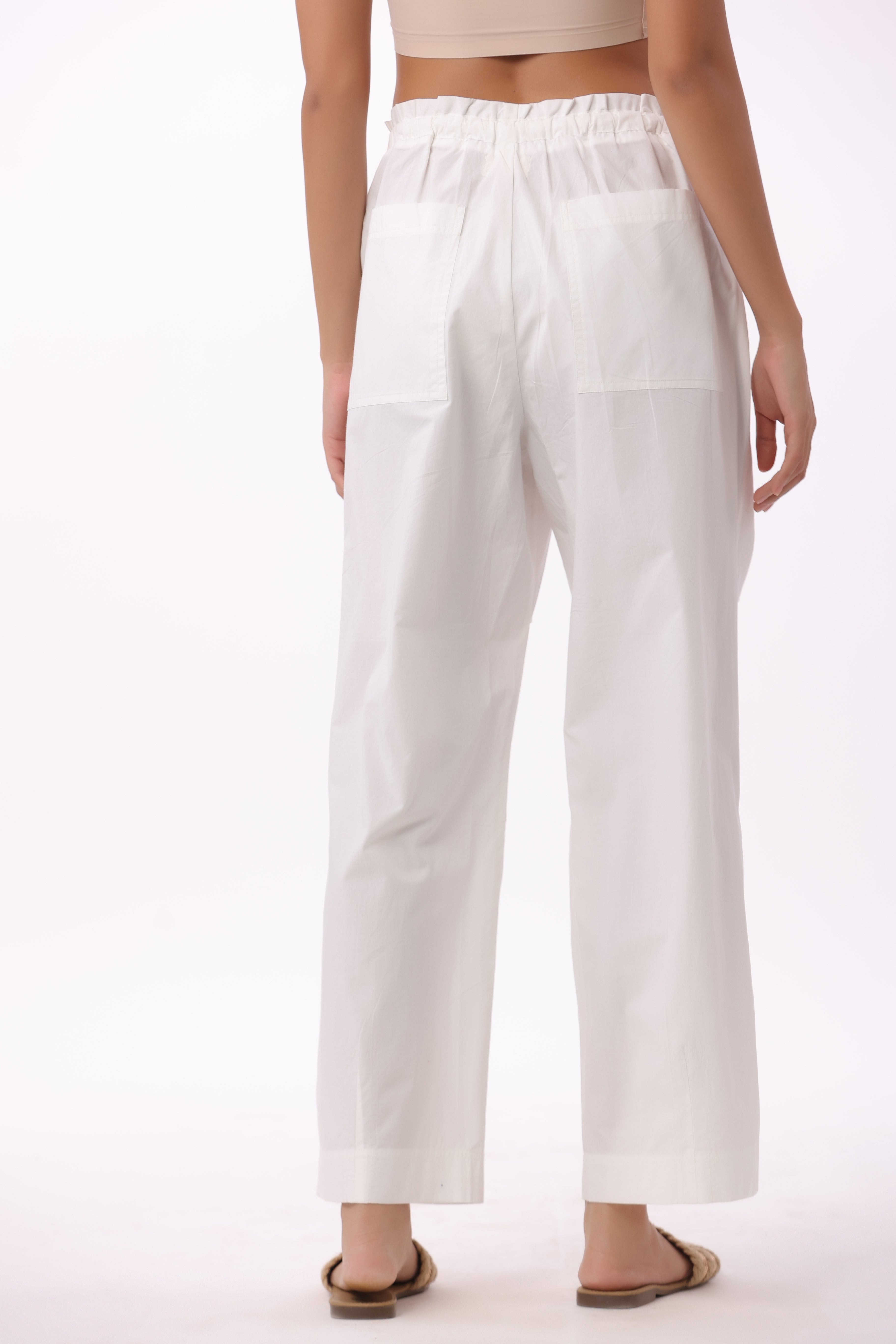 Women’s White Cotton Trouser
