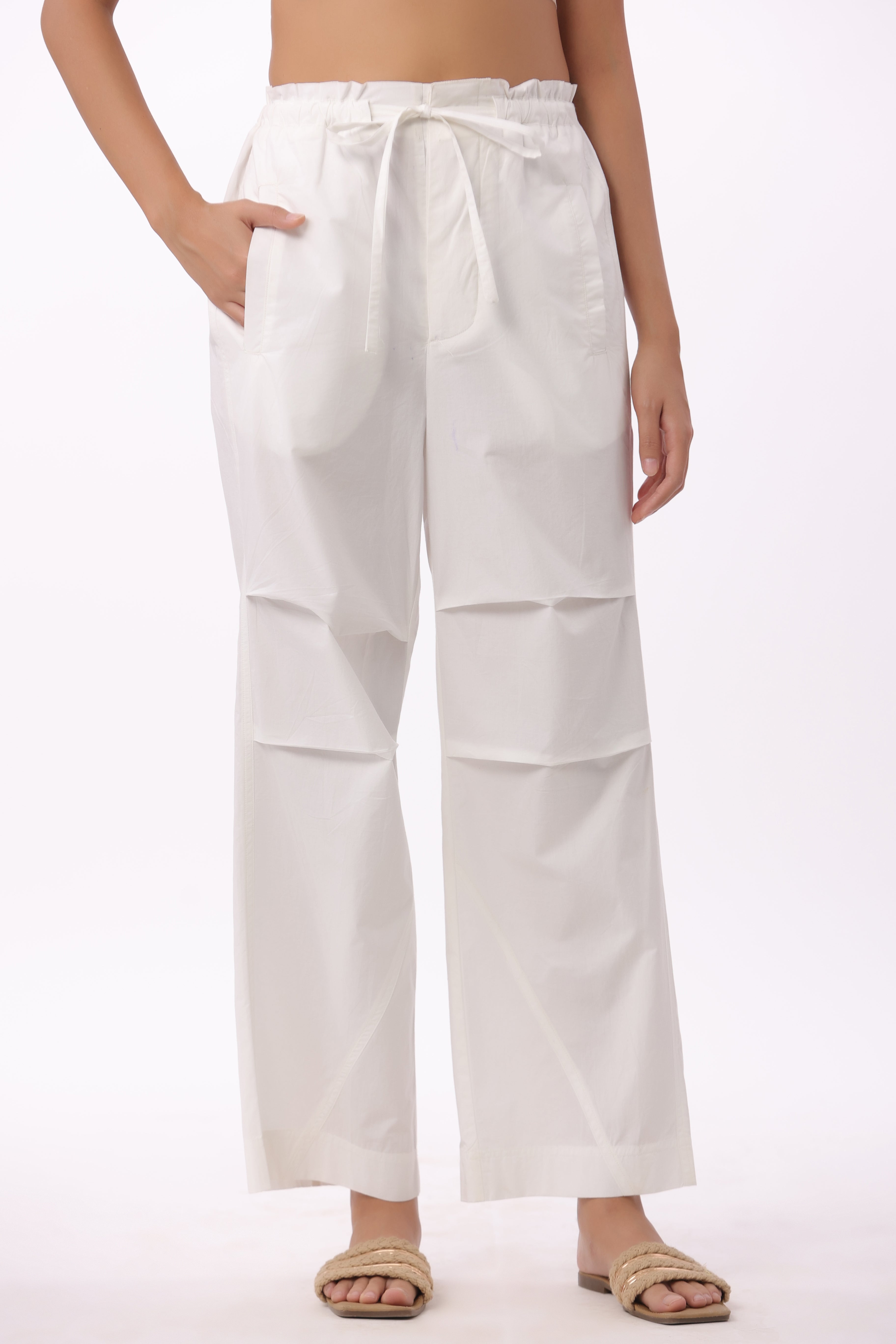 Women’s White Cotton Trouser