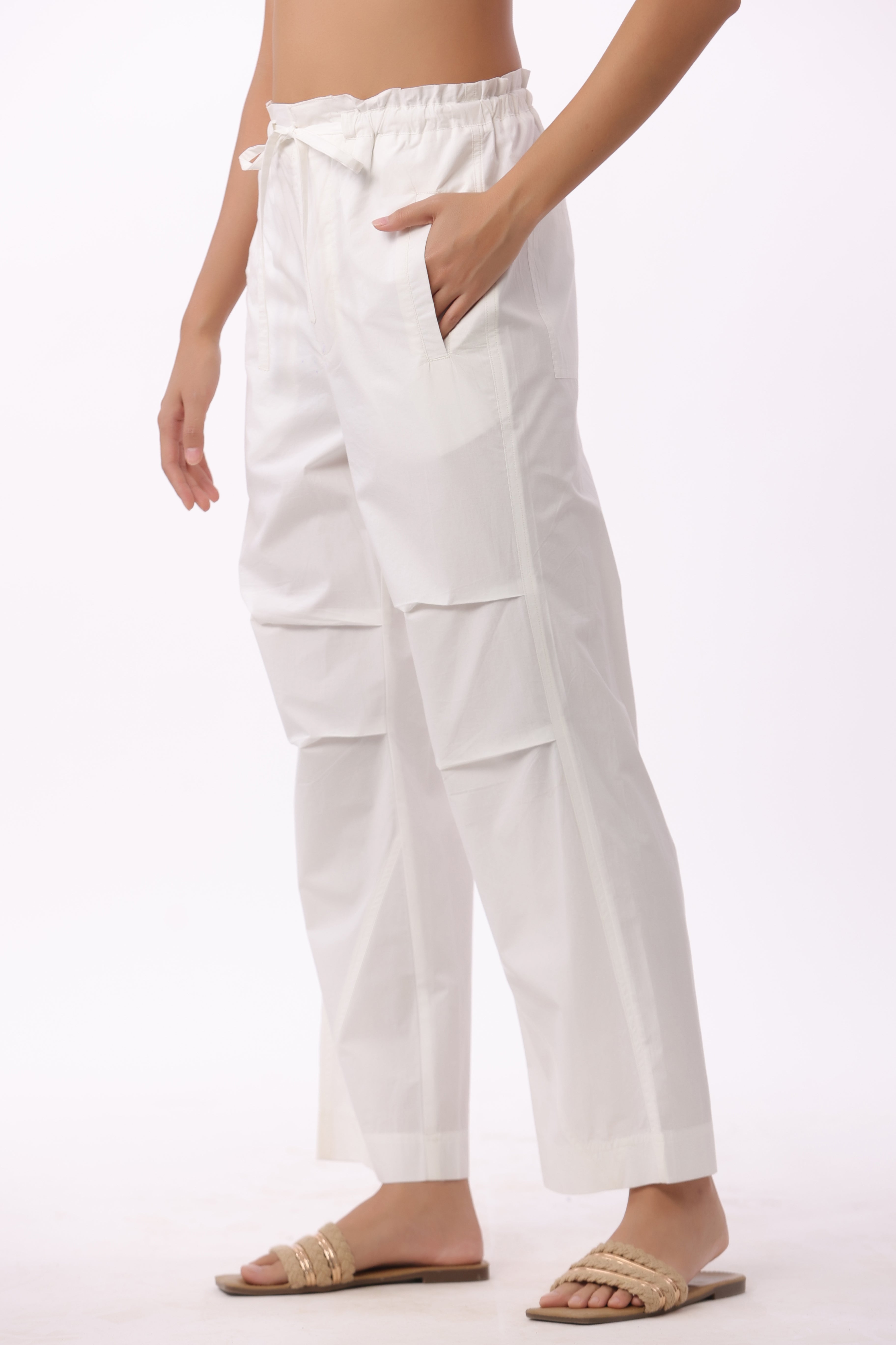 Women’s White Cotton Trouser