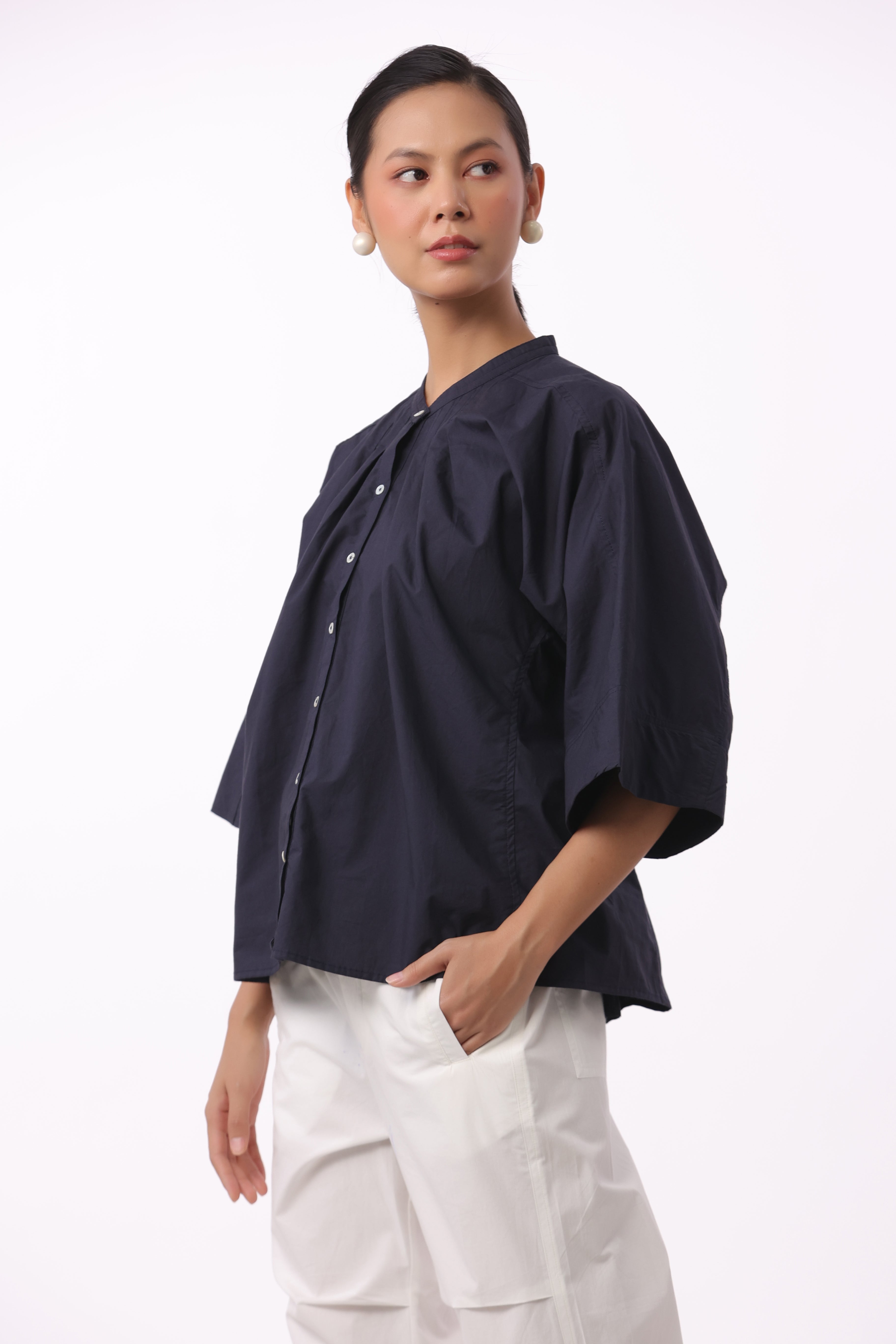 Women's Navy Cotton Top