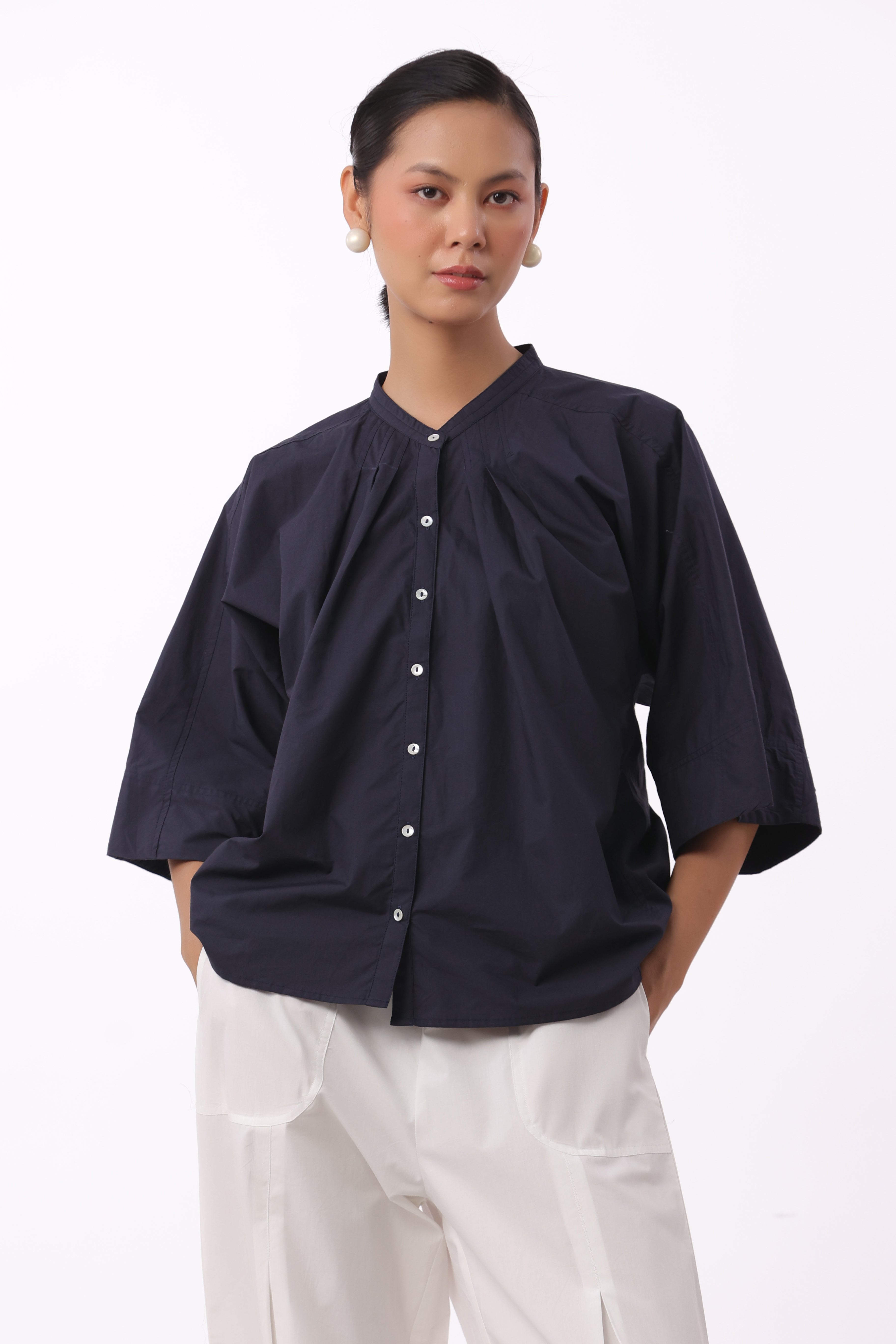 Women's Navy Cotton Top