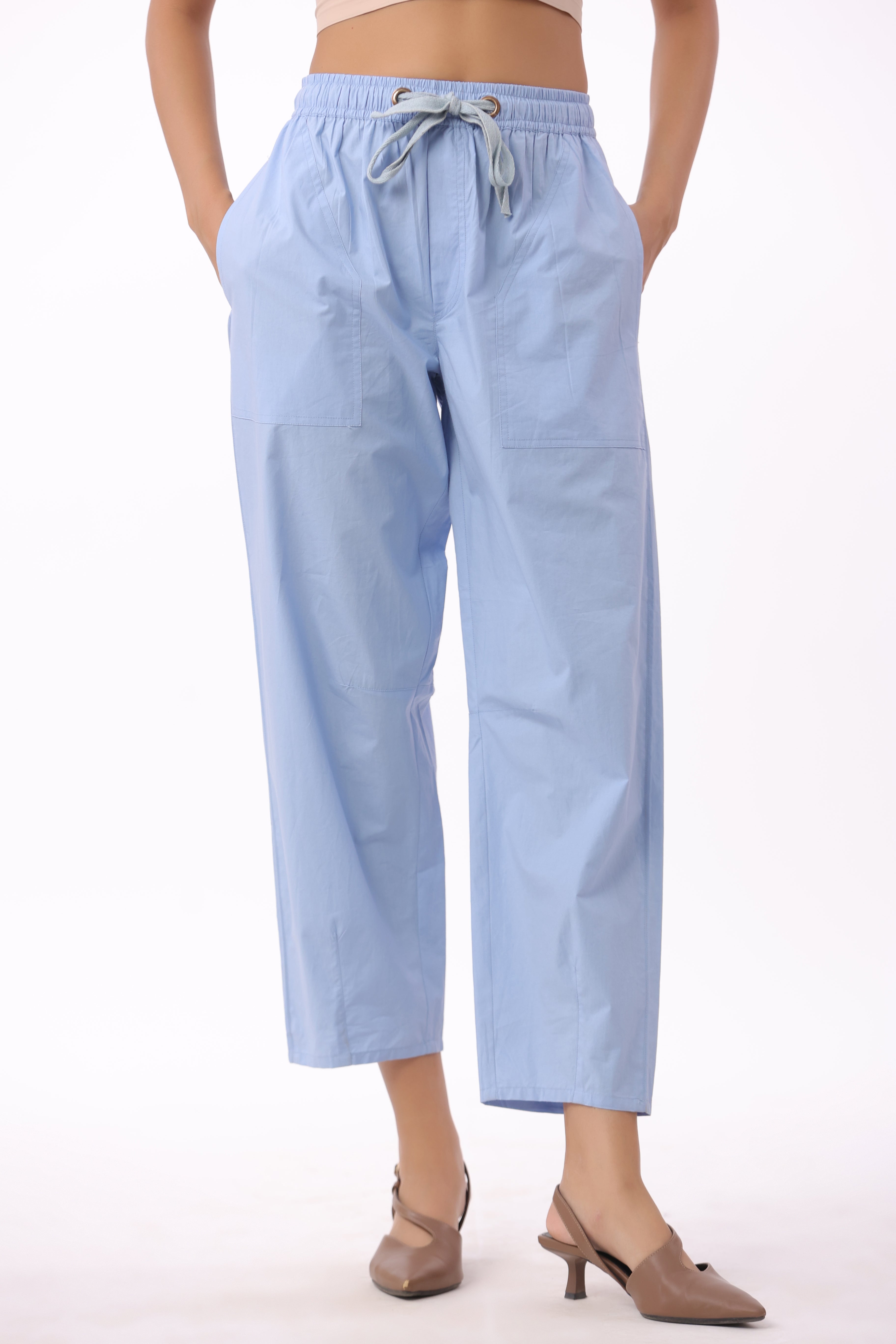 Women’s Blue Cotton Trouser