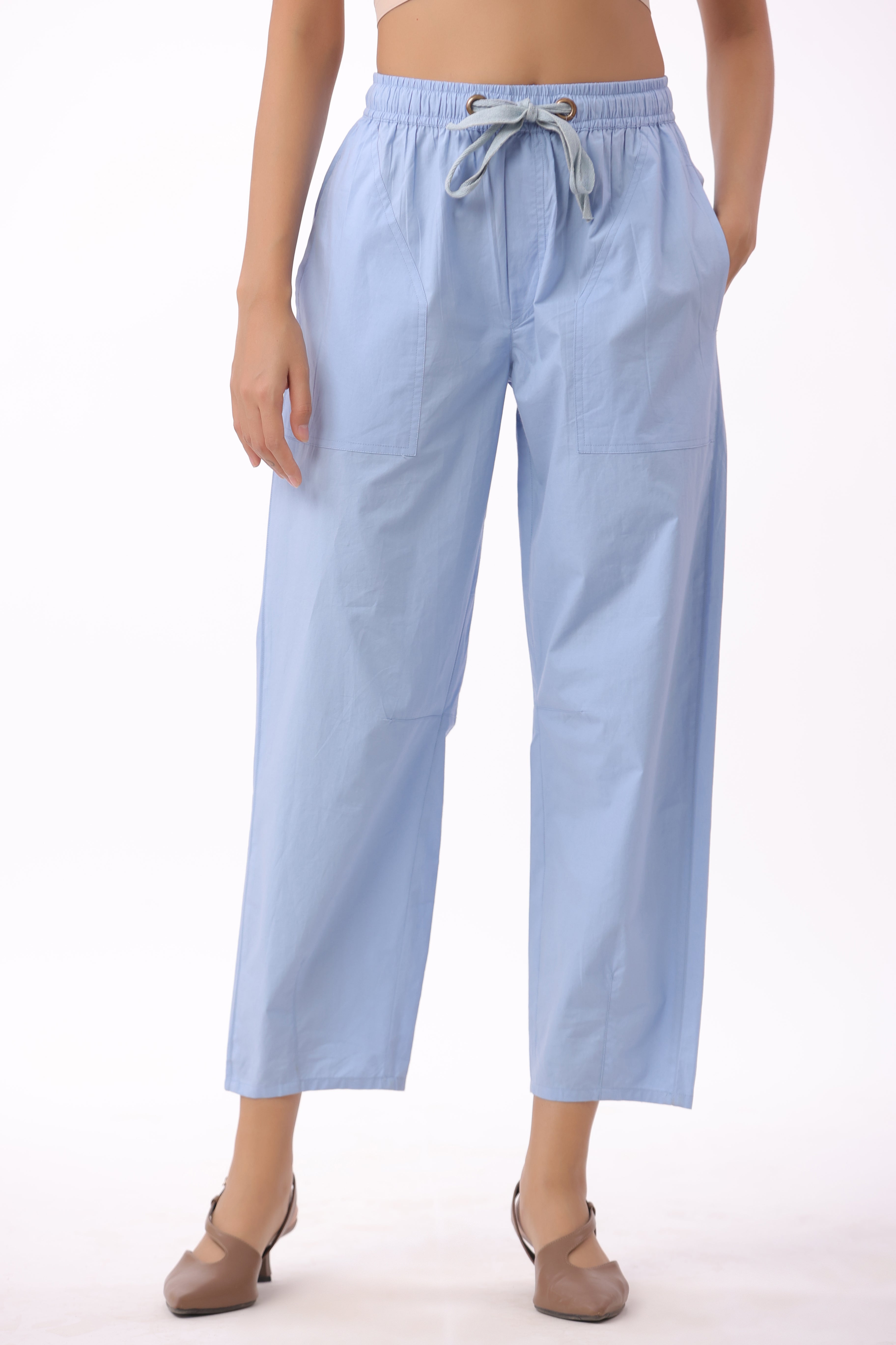 Women’s Blue Cotton Trouser