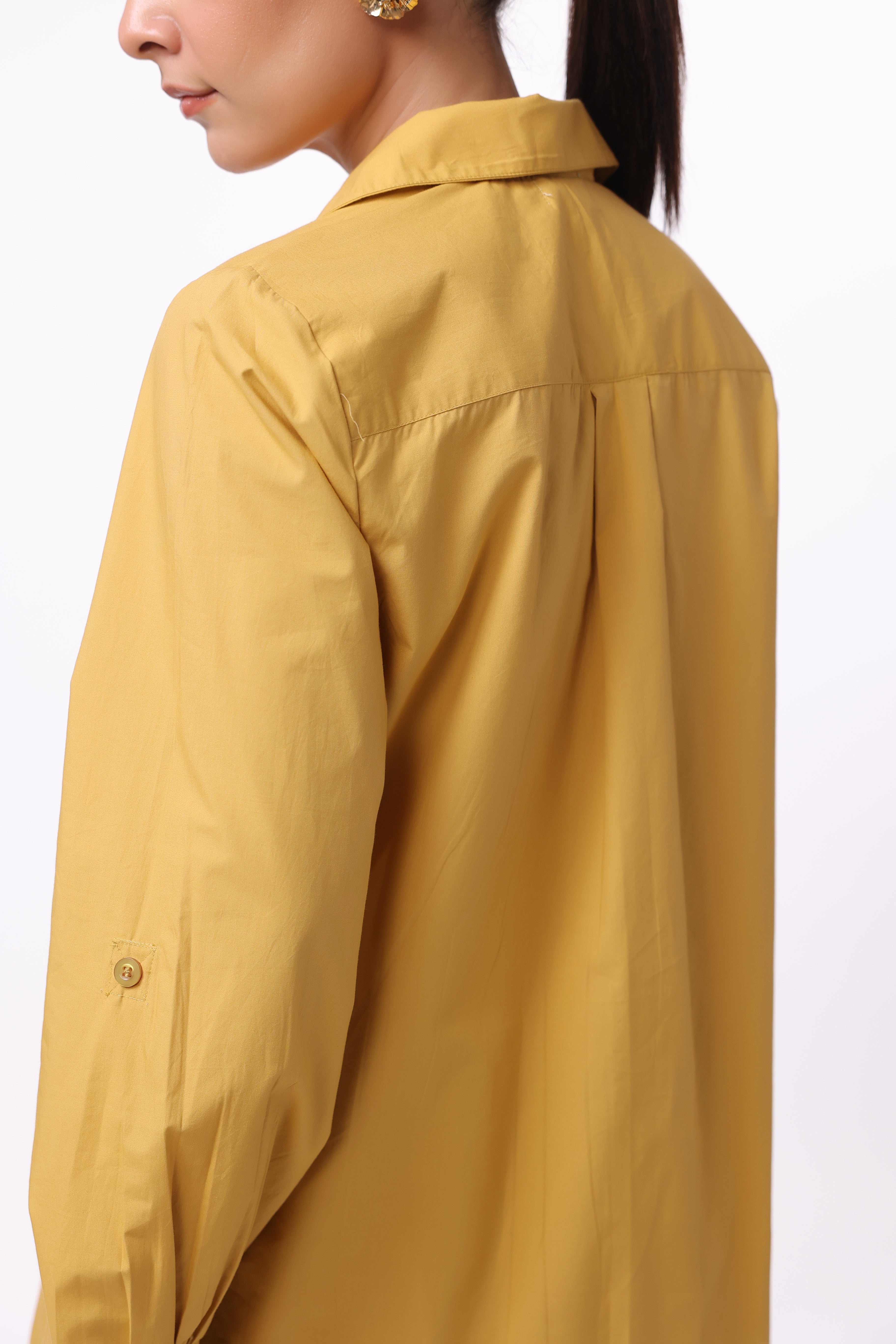 Women’s Yellow Cotton Shirt with Yellow Cotton Pant Co-Ord Set