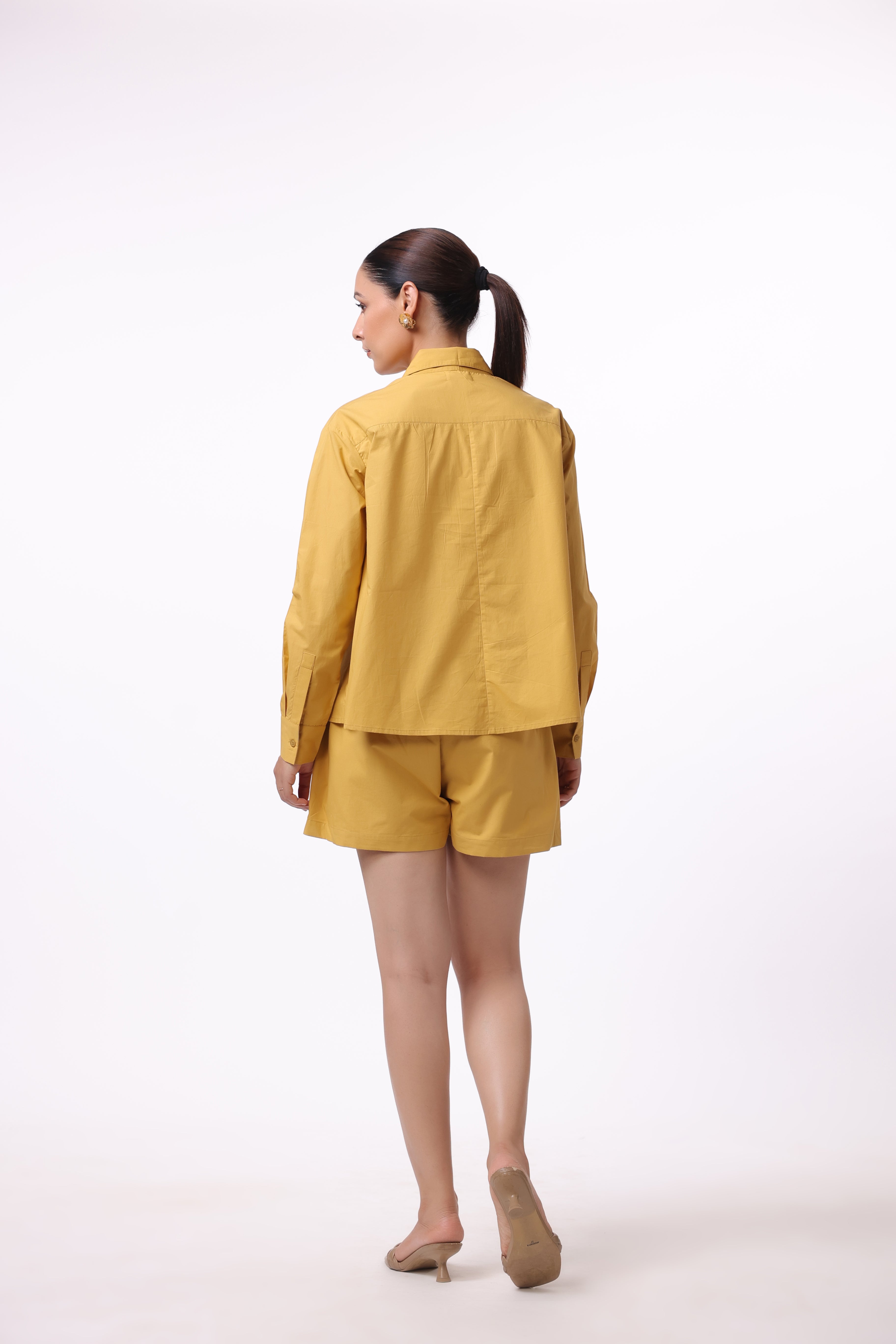 Women’s Yellow Cotton Shirt with Yellow Cotton Pant Co-Ord Set