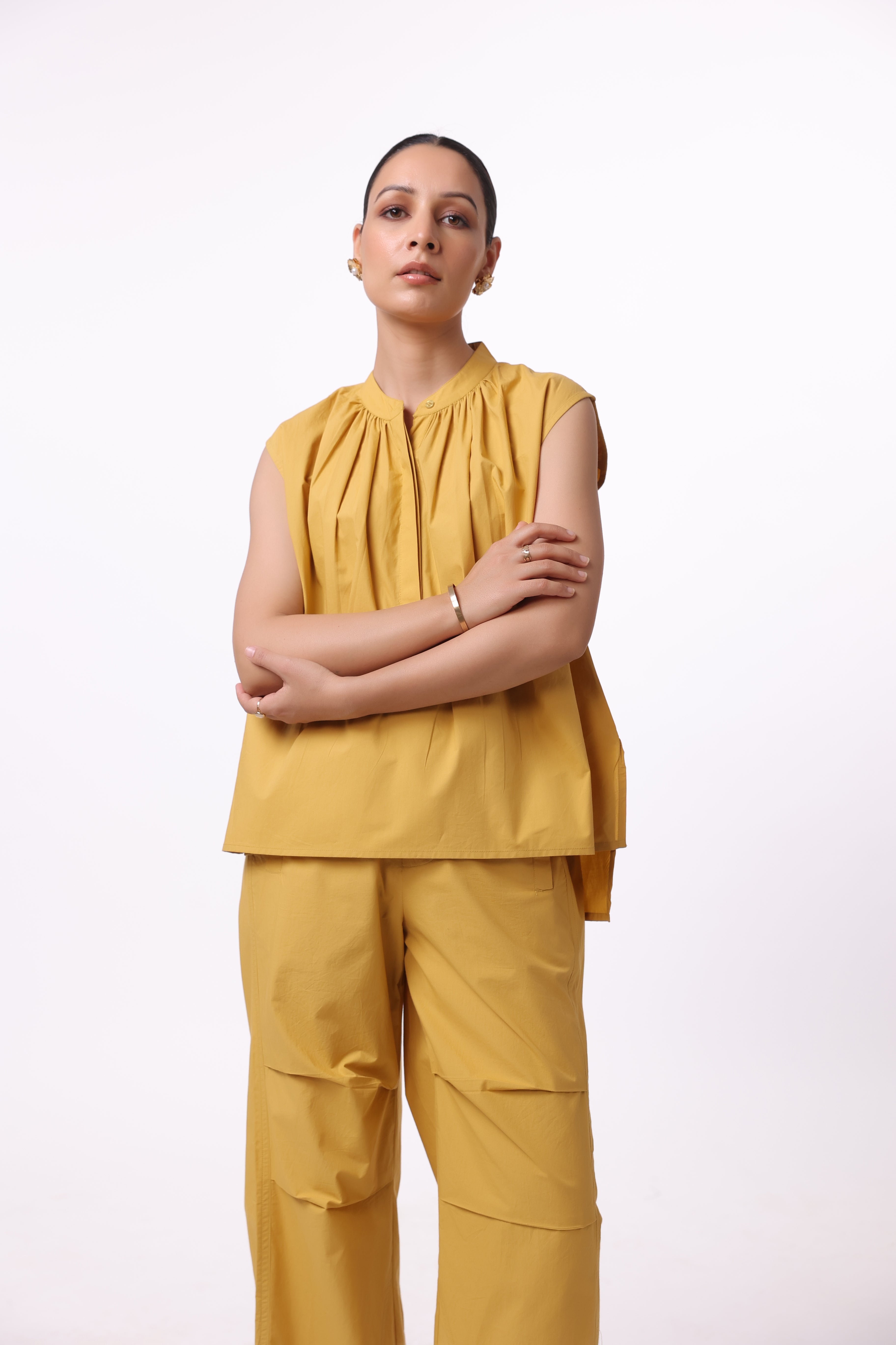 Women’s Yellow Cotton Top with Yellow Cotton Pant Co-Ord Set