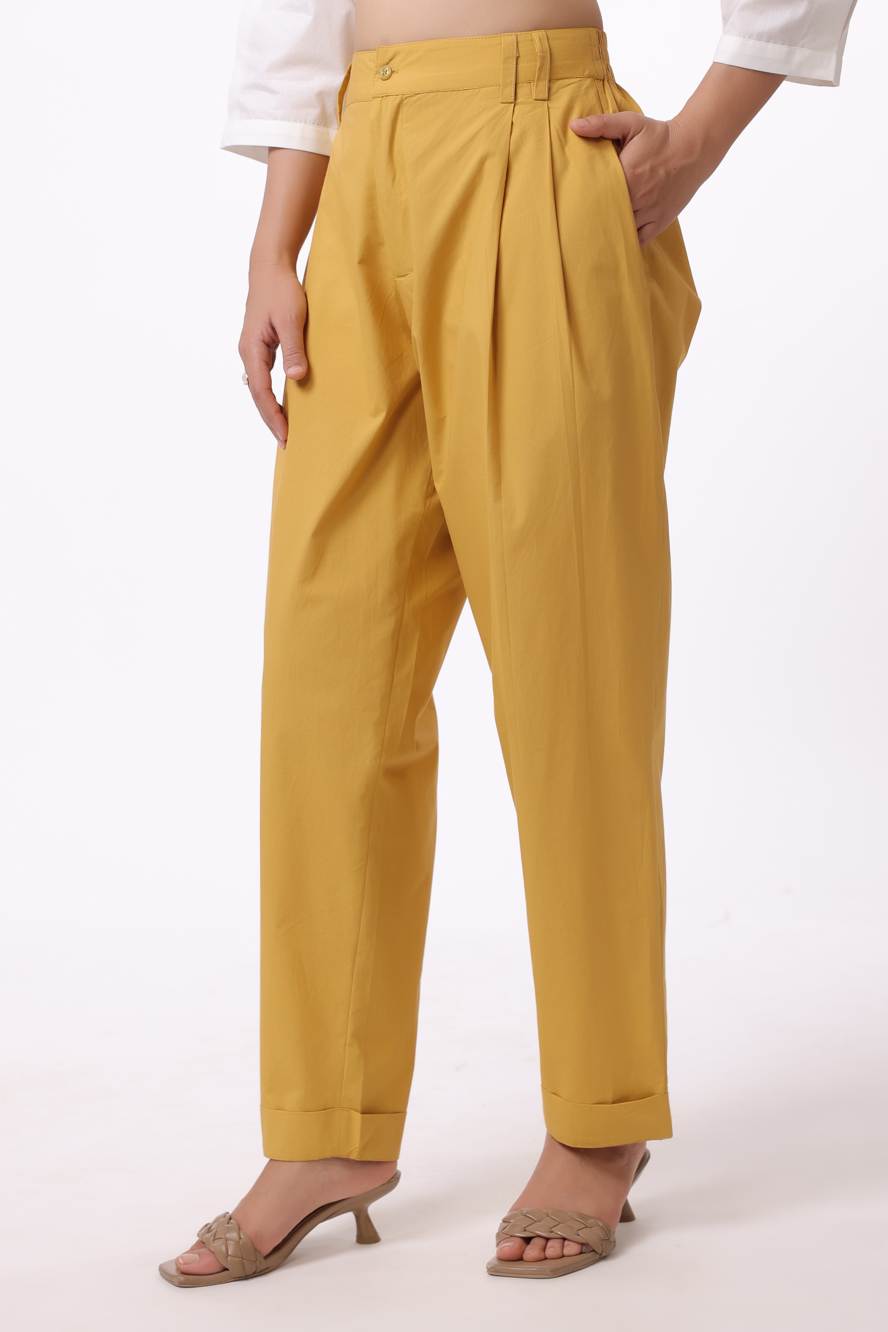 Women’s Yellow Cotton Trouser