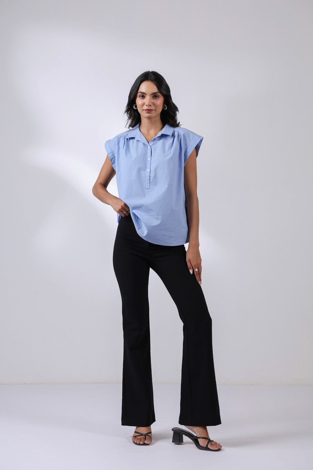 Women's blue cotton tops