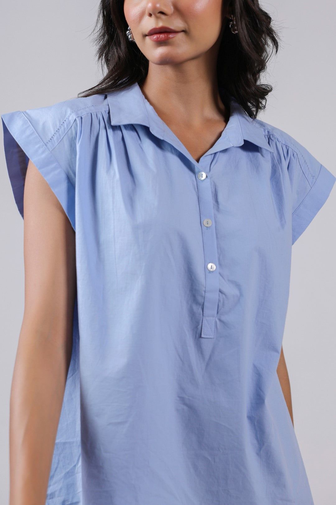 Women's blue cotton tops