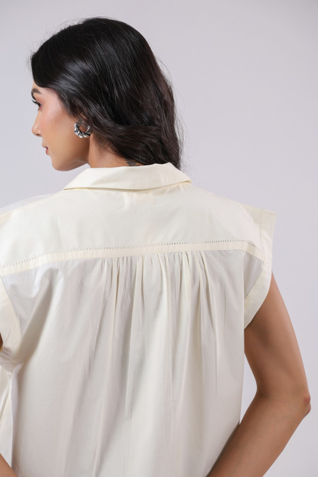 Women's off-white cotton tops