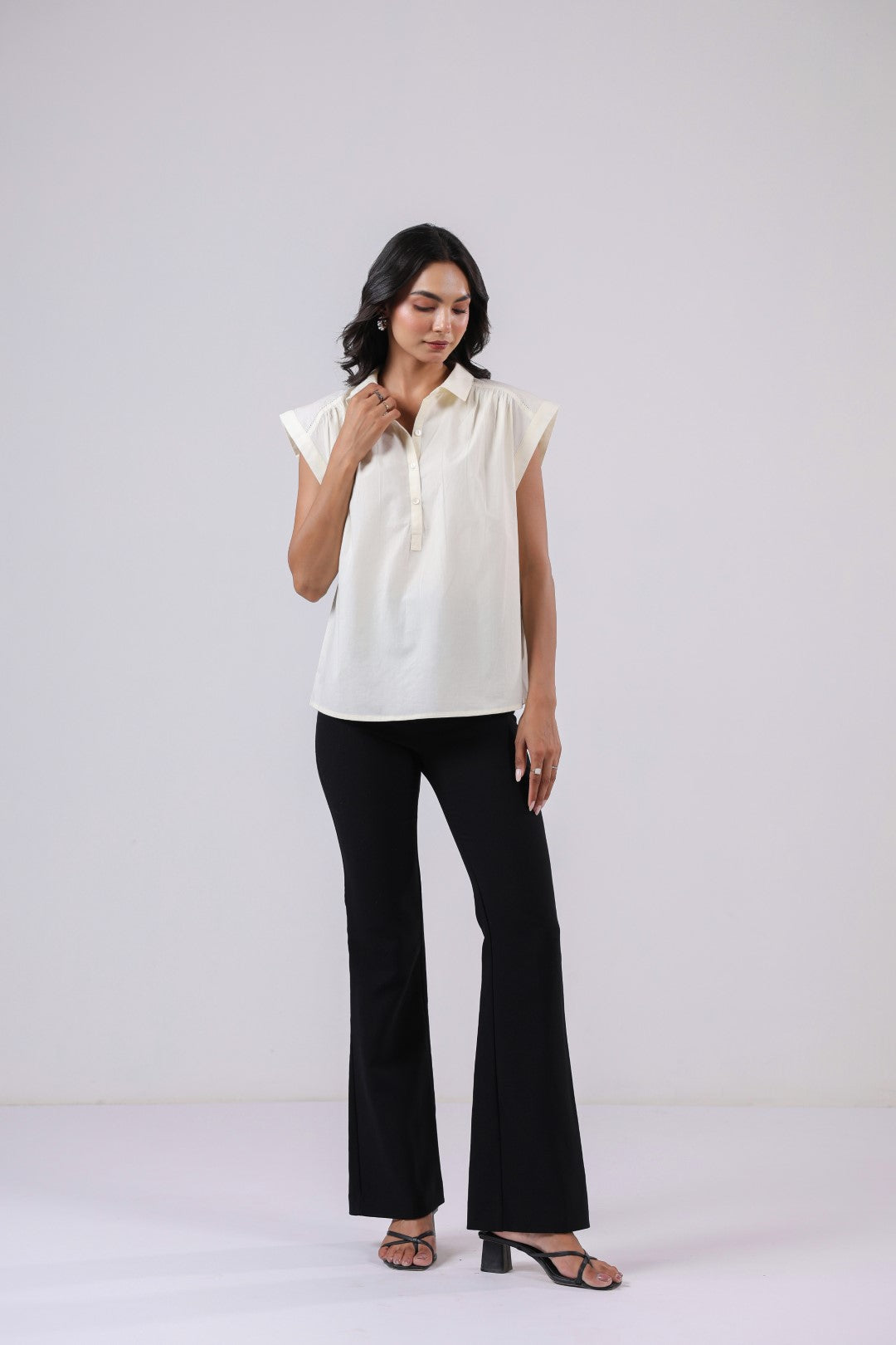Women's off-white cotton tops