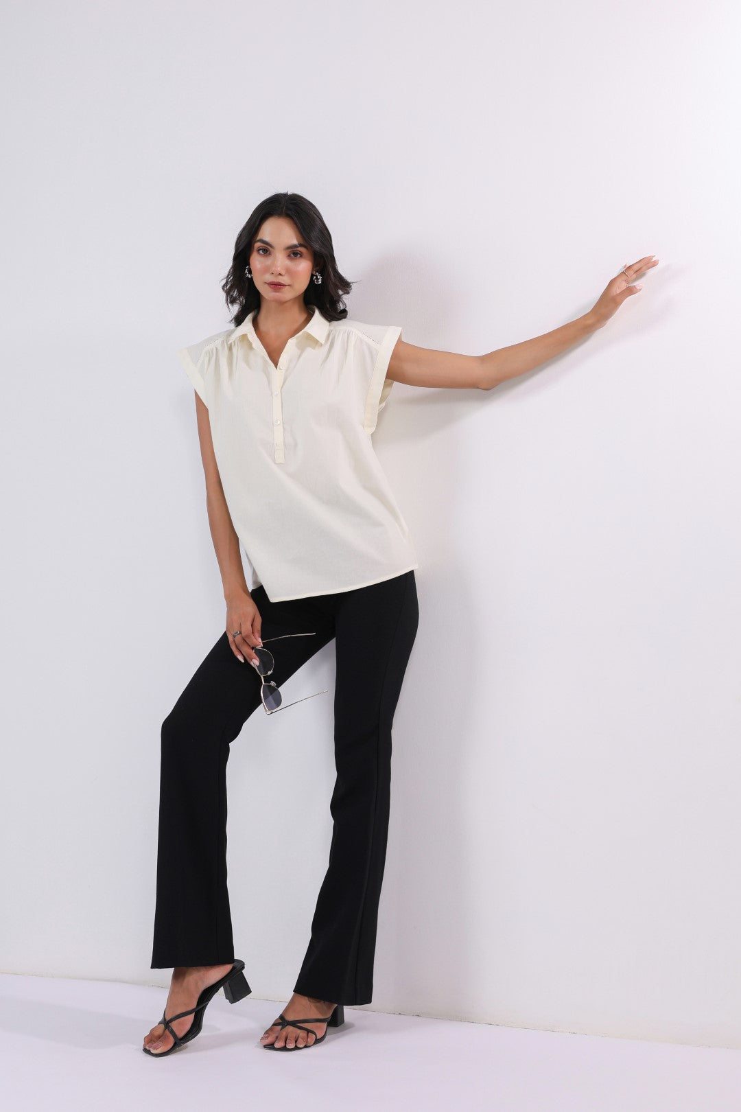 Women's off-white cotton tops