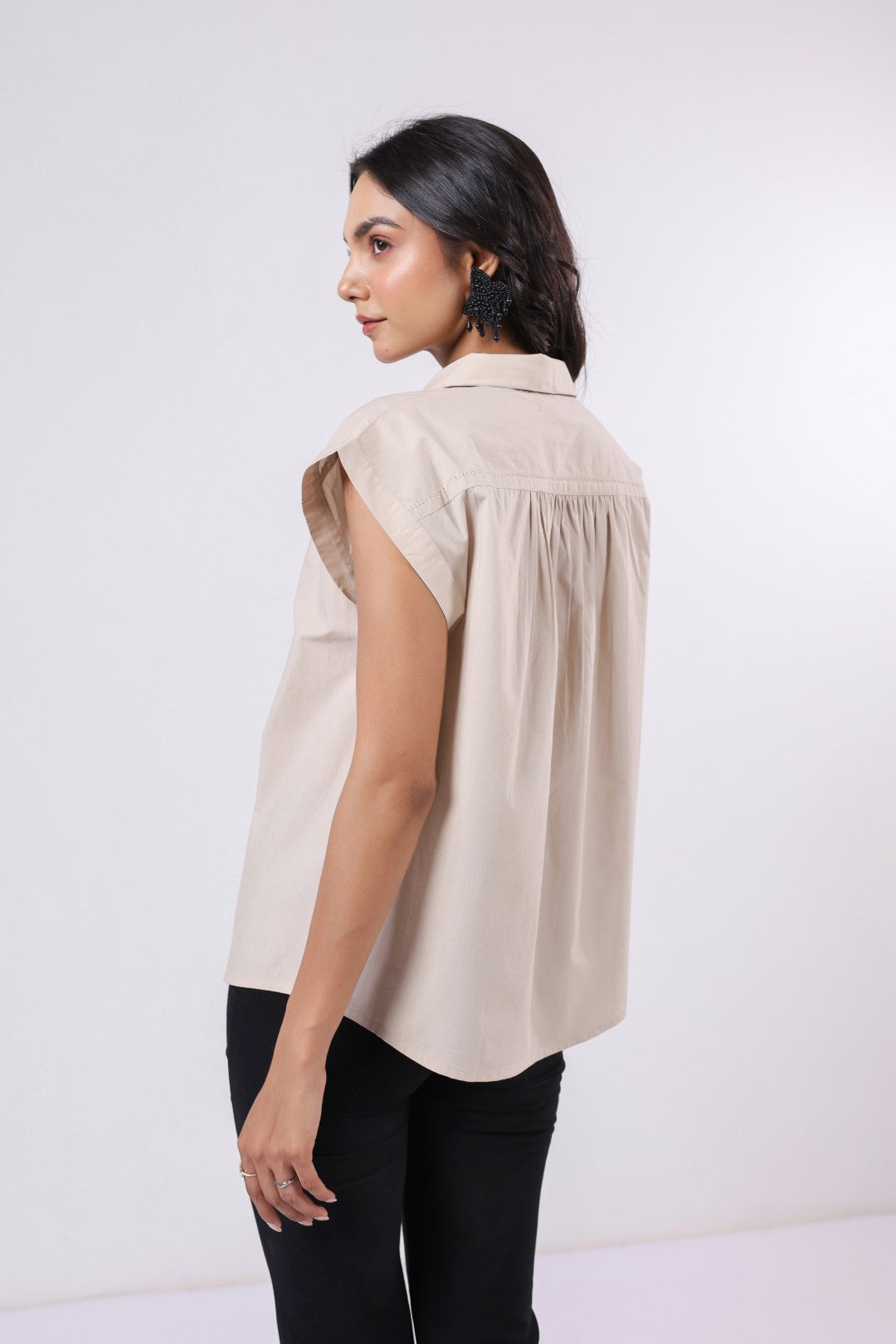 Women's beige cotton tops