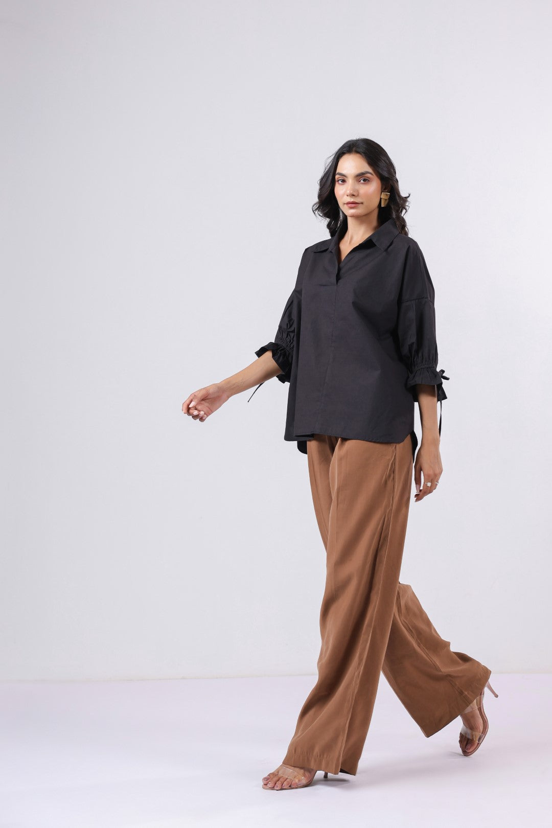 Women’s Black Cotton Poplin Top