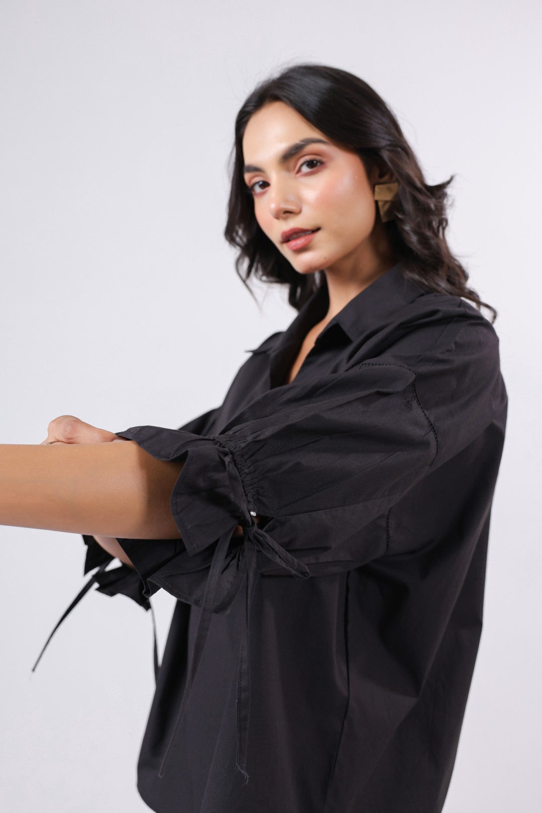 Women’s Black Cotton Poplin Top