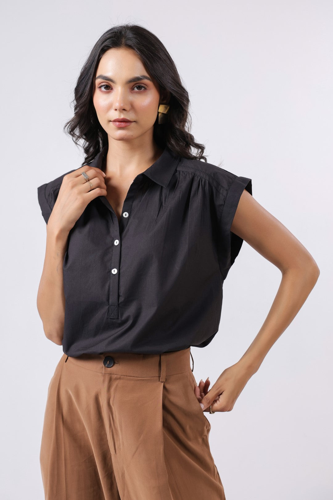 Women’s black cotton tops