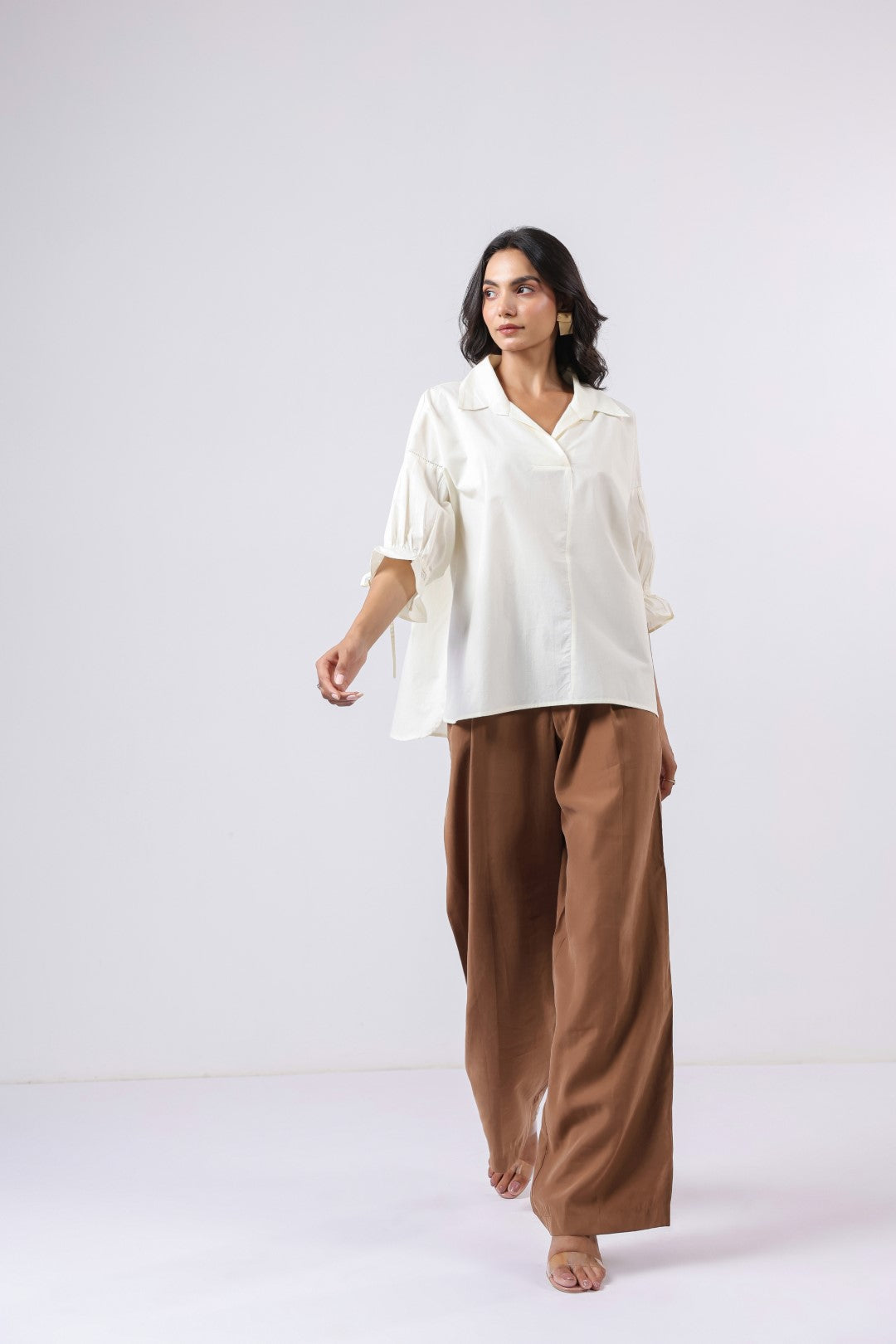 Women’s Off White Cotton Poplin Top