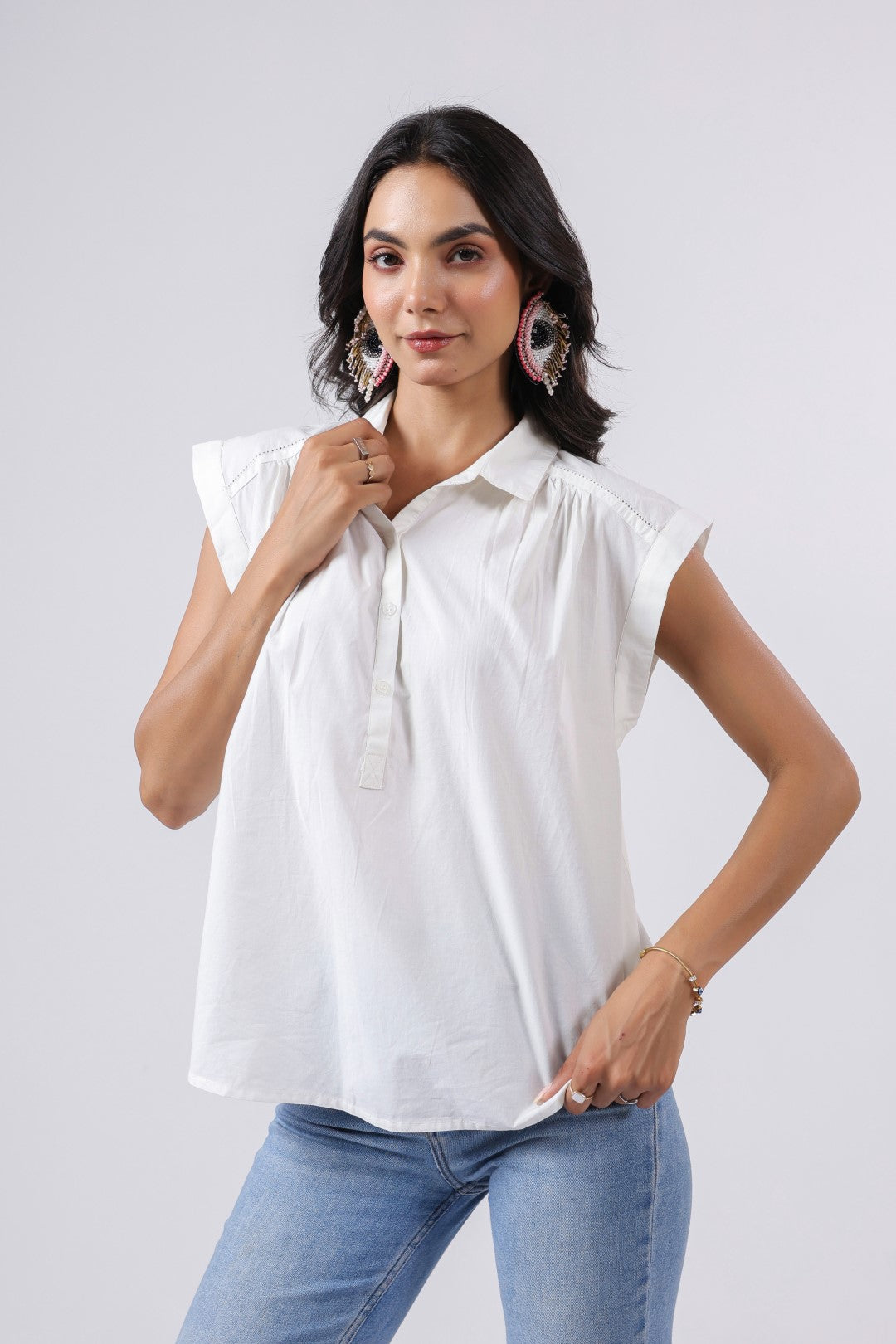 Women's white cotton tops