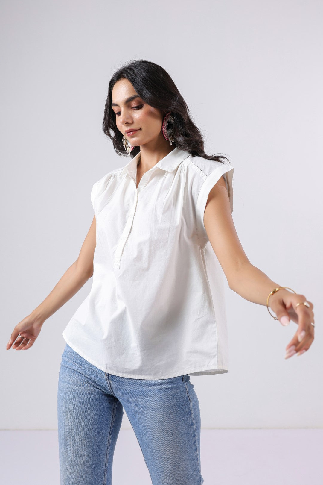 Women's white cotton tops