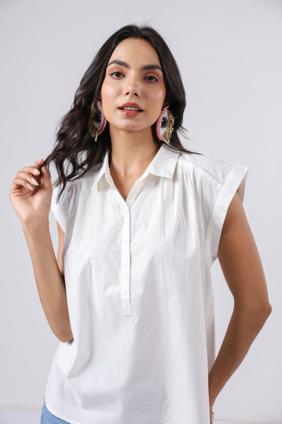Women's white cotton tops