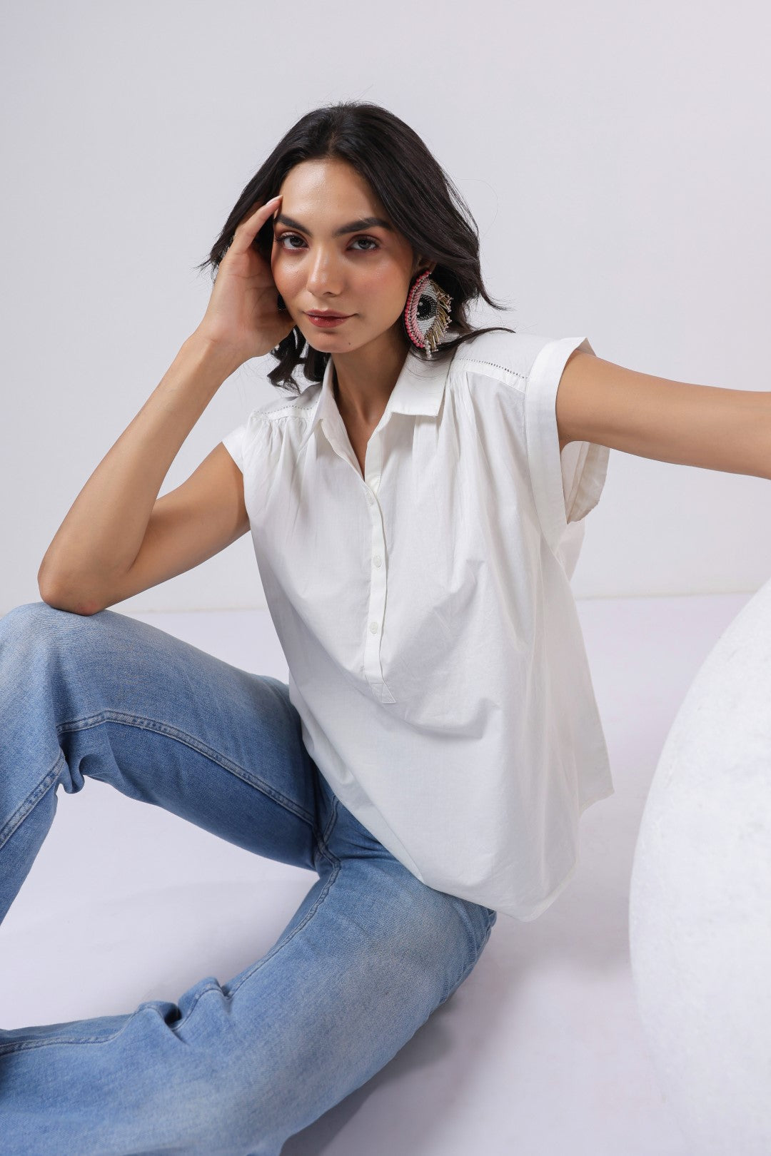 Women's white cotton tops