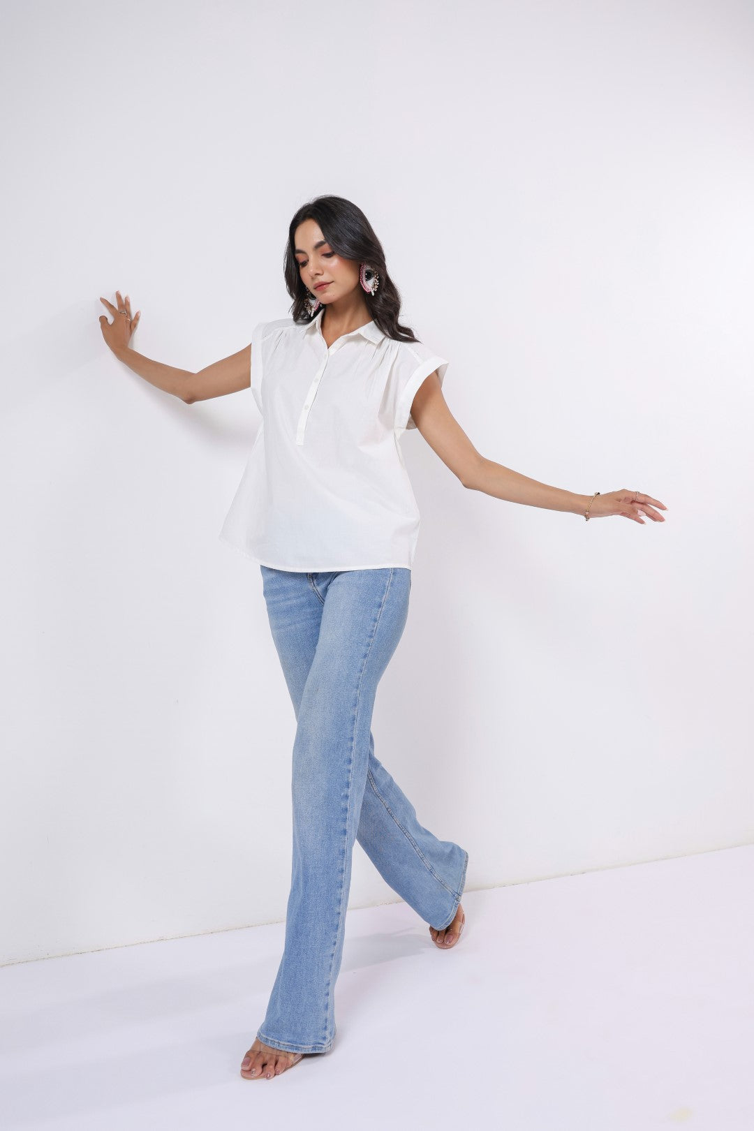 Women's white cotton tops