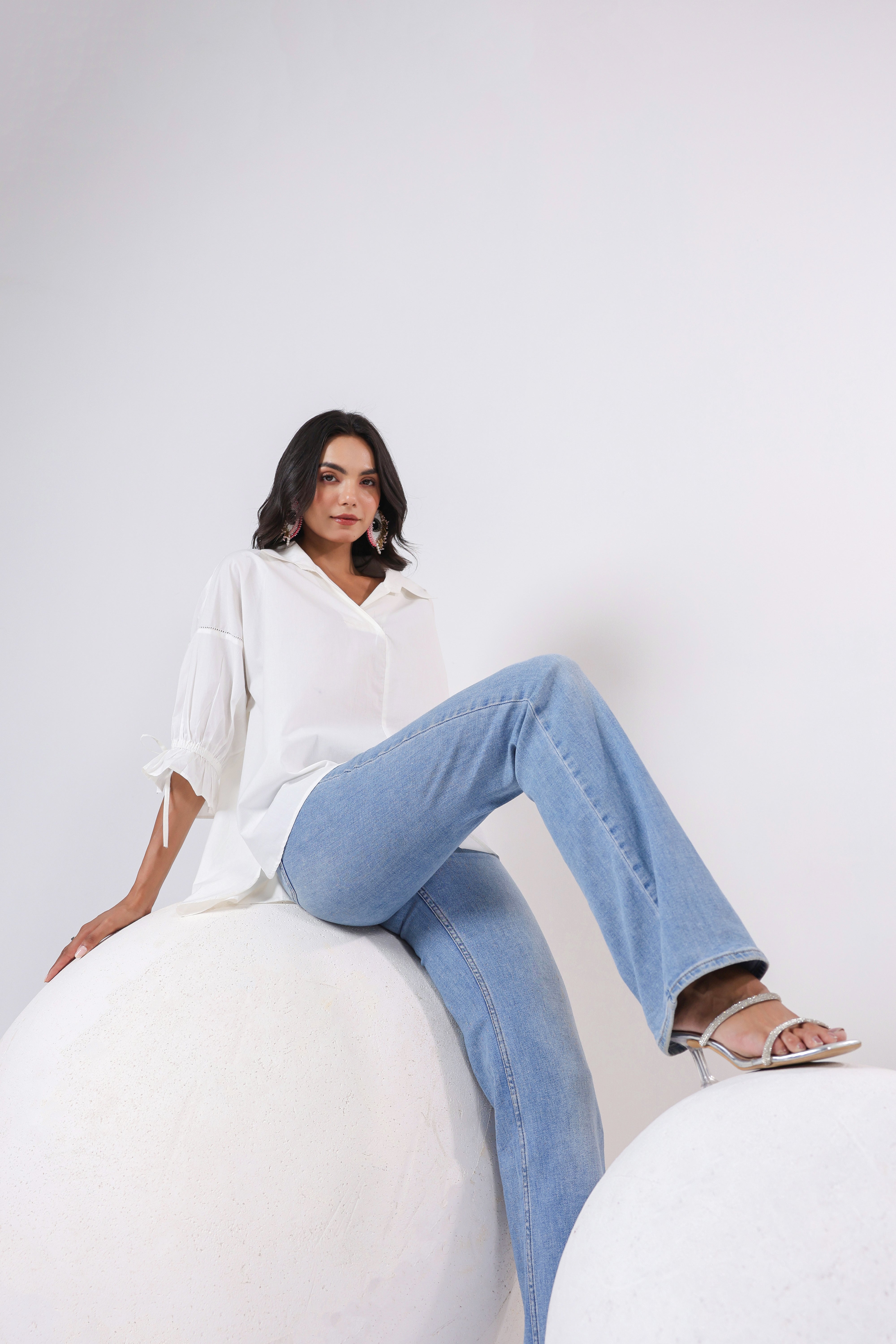 Women’s White Cotton Poplin Top