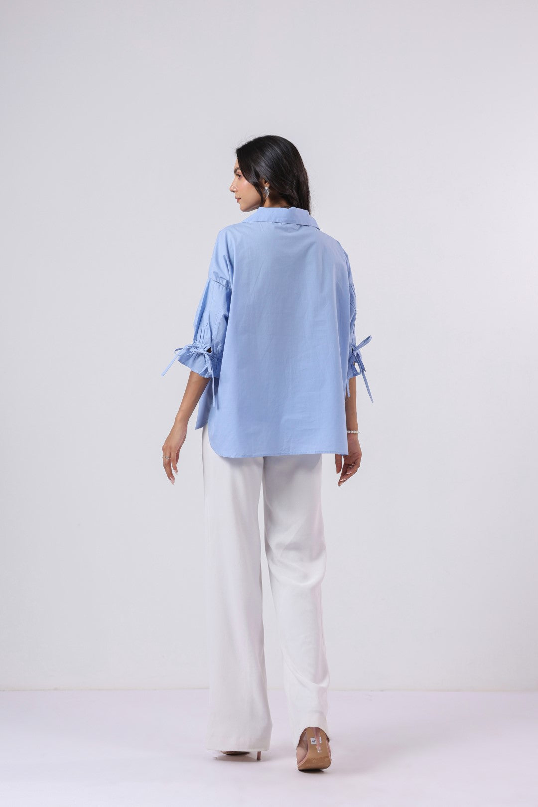 Women’s Blue Cotton Poplin Top