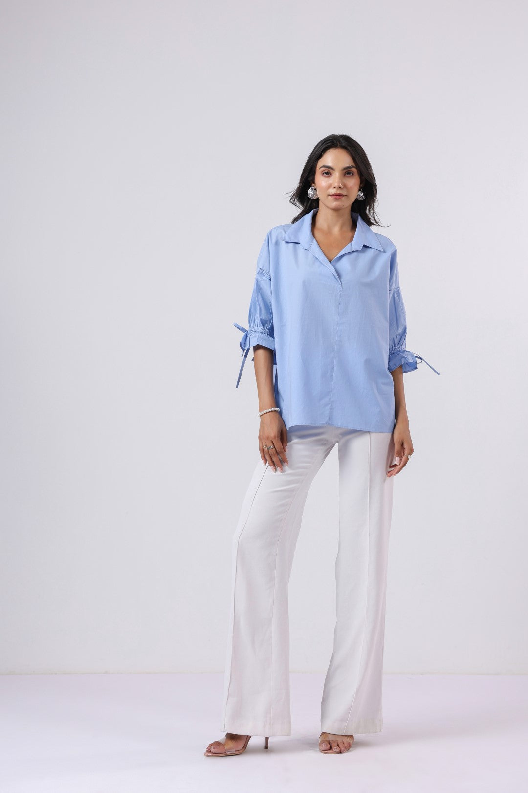Women’s Blue Cotton Poplin Top