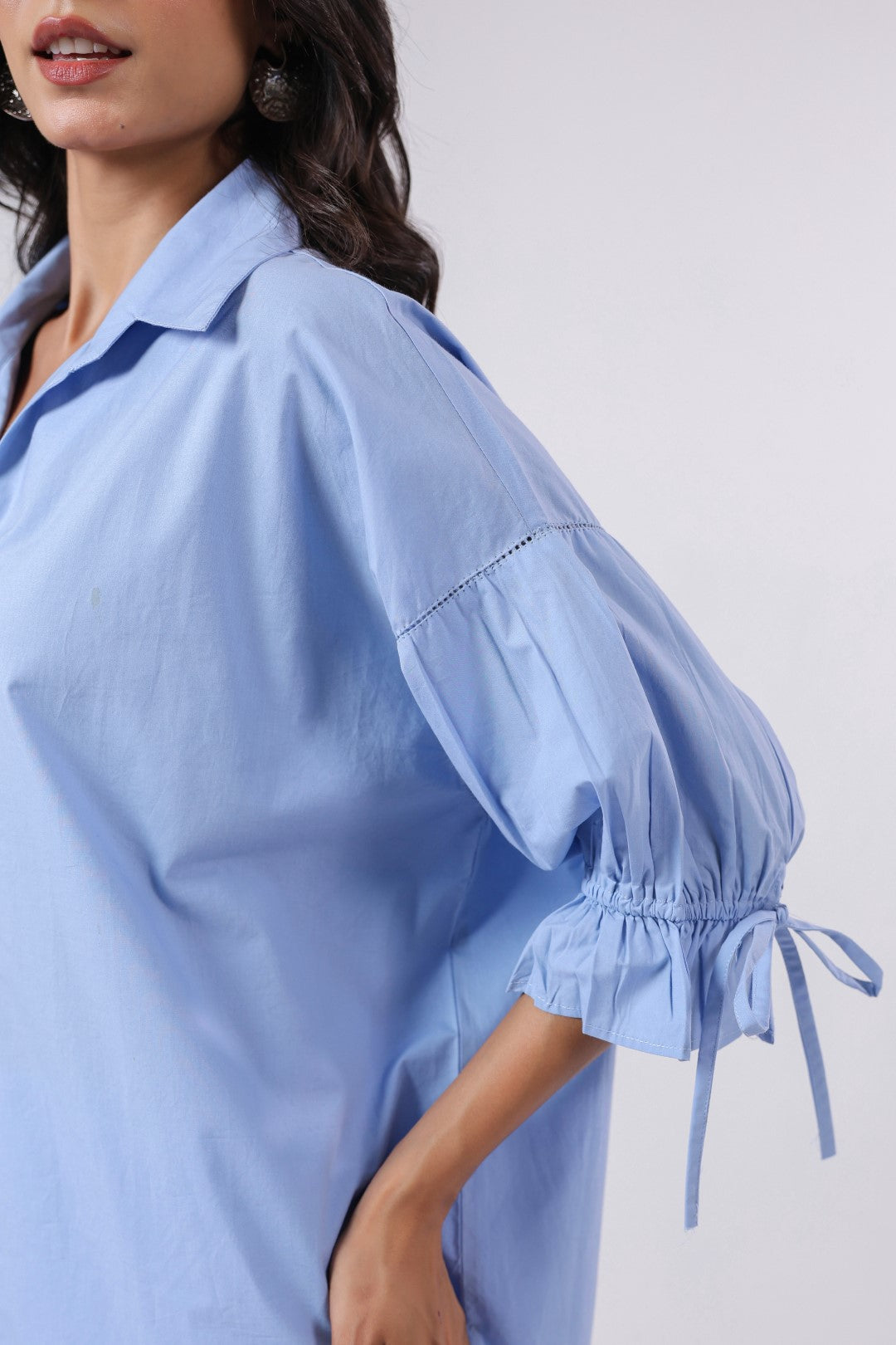 Women’s Blue Cotton Poplin Top