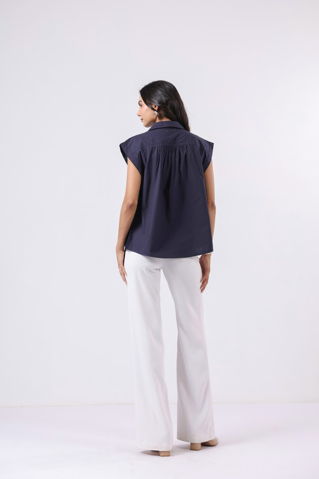 Women's navy cotton tops