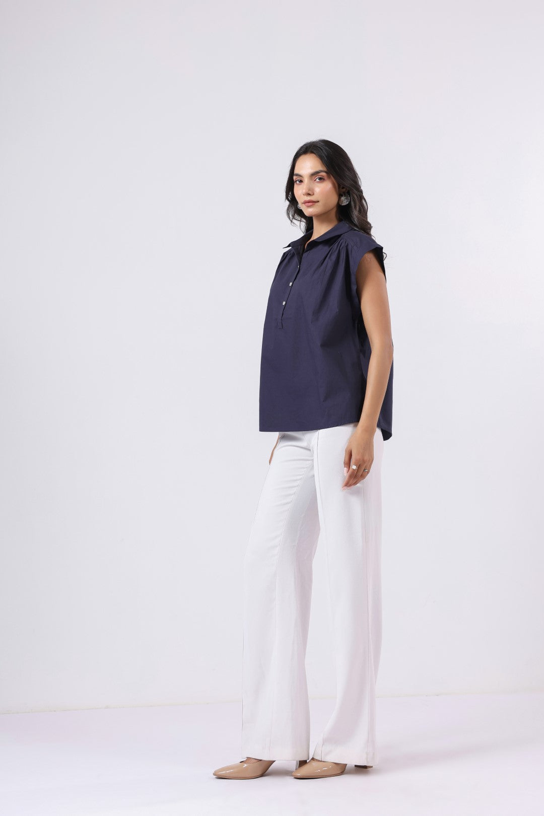 Women's navy cotton tops