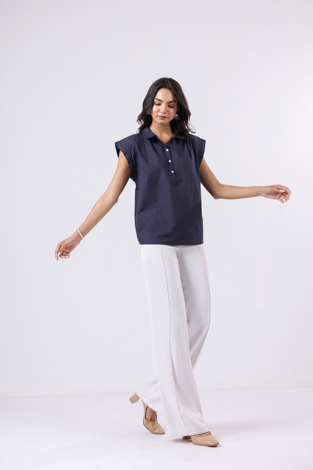 Women's navy cotton tops