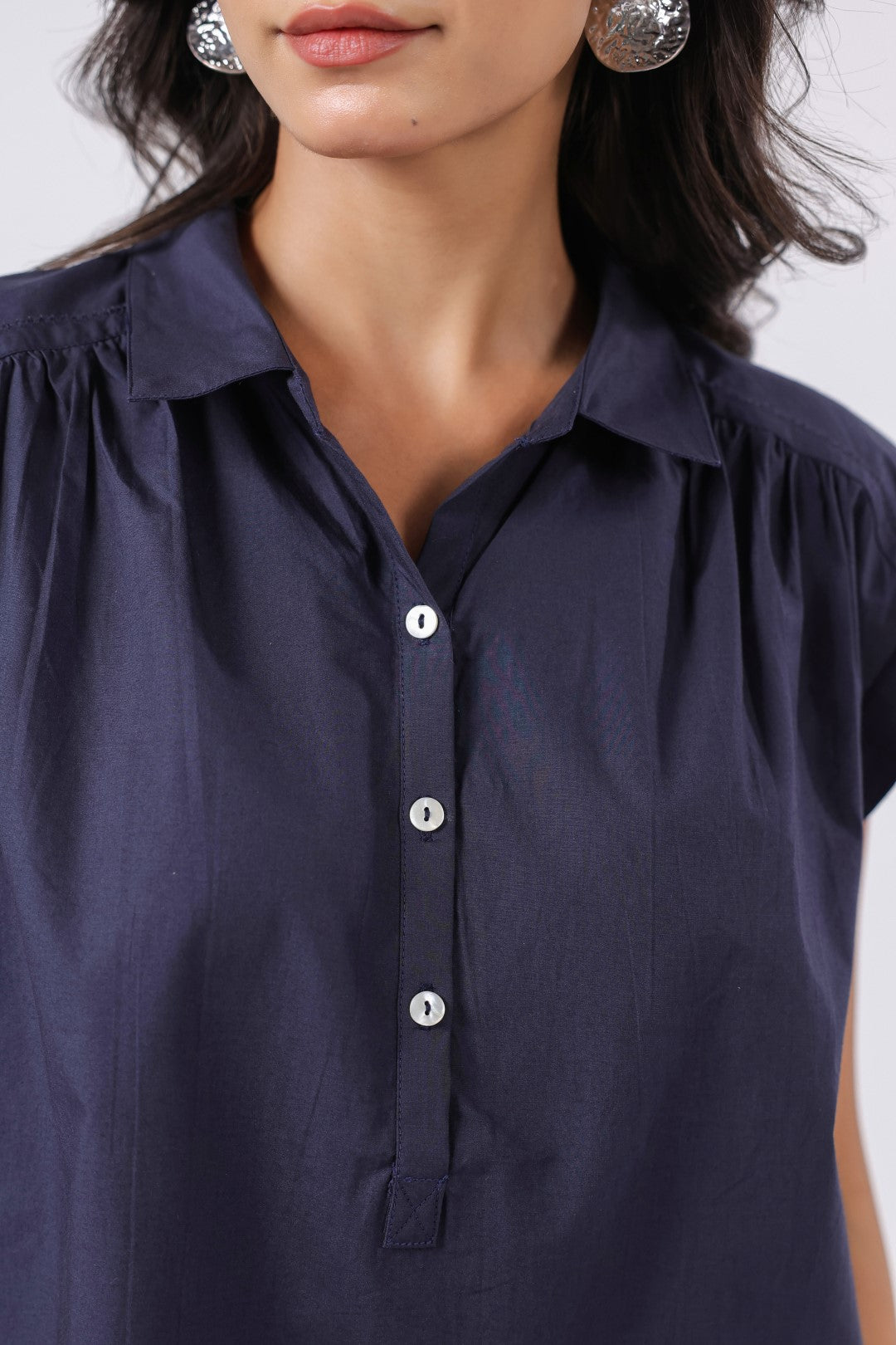 Women's navy cotton tops