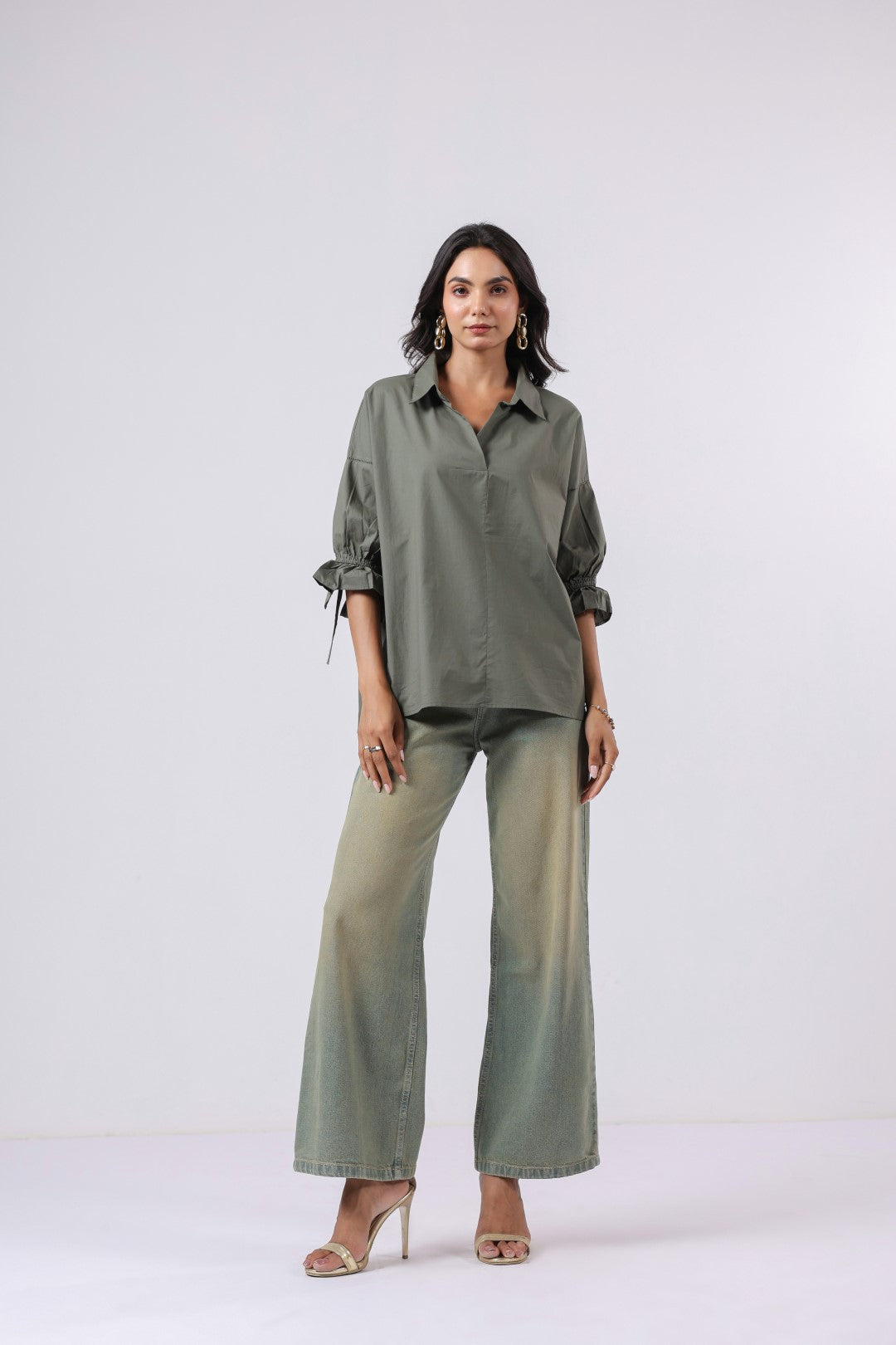 Women’s Green Cotton Poplin Top