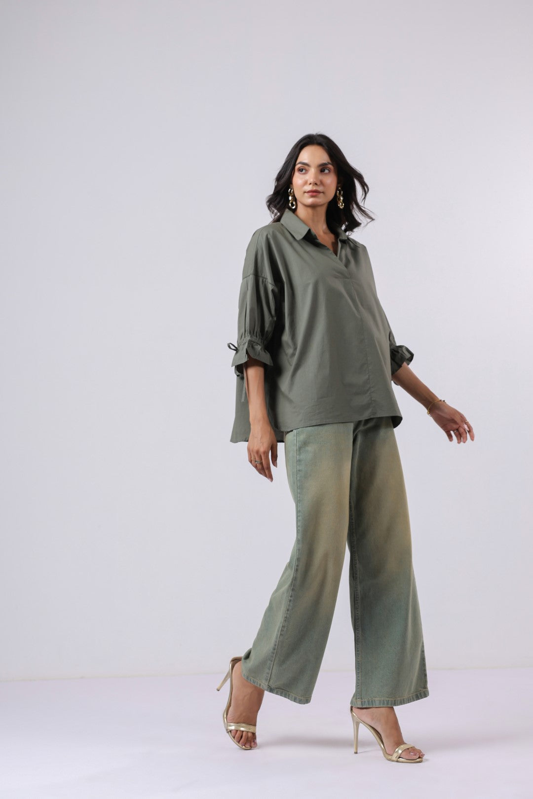 Women’s Green Cotton Poplin Top