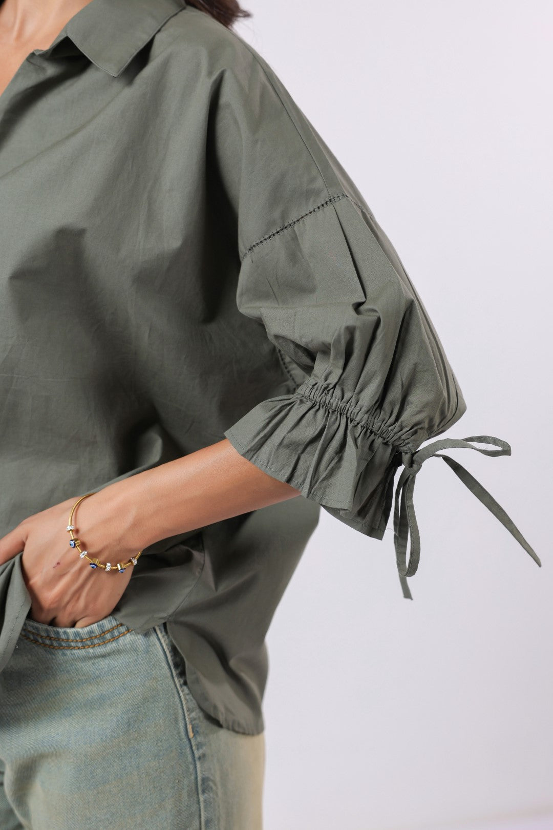 Women’s Green Cotton Poplin Top