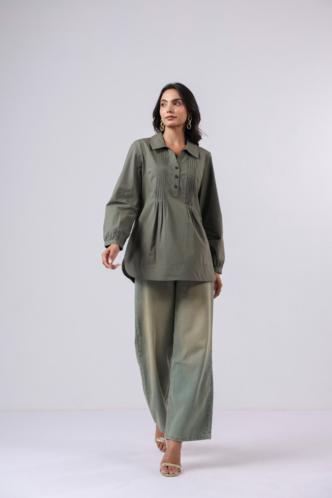 Women’s Green Cotton Poplin Top
