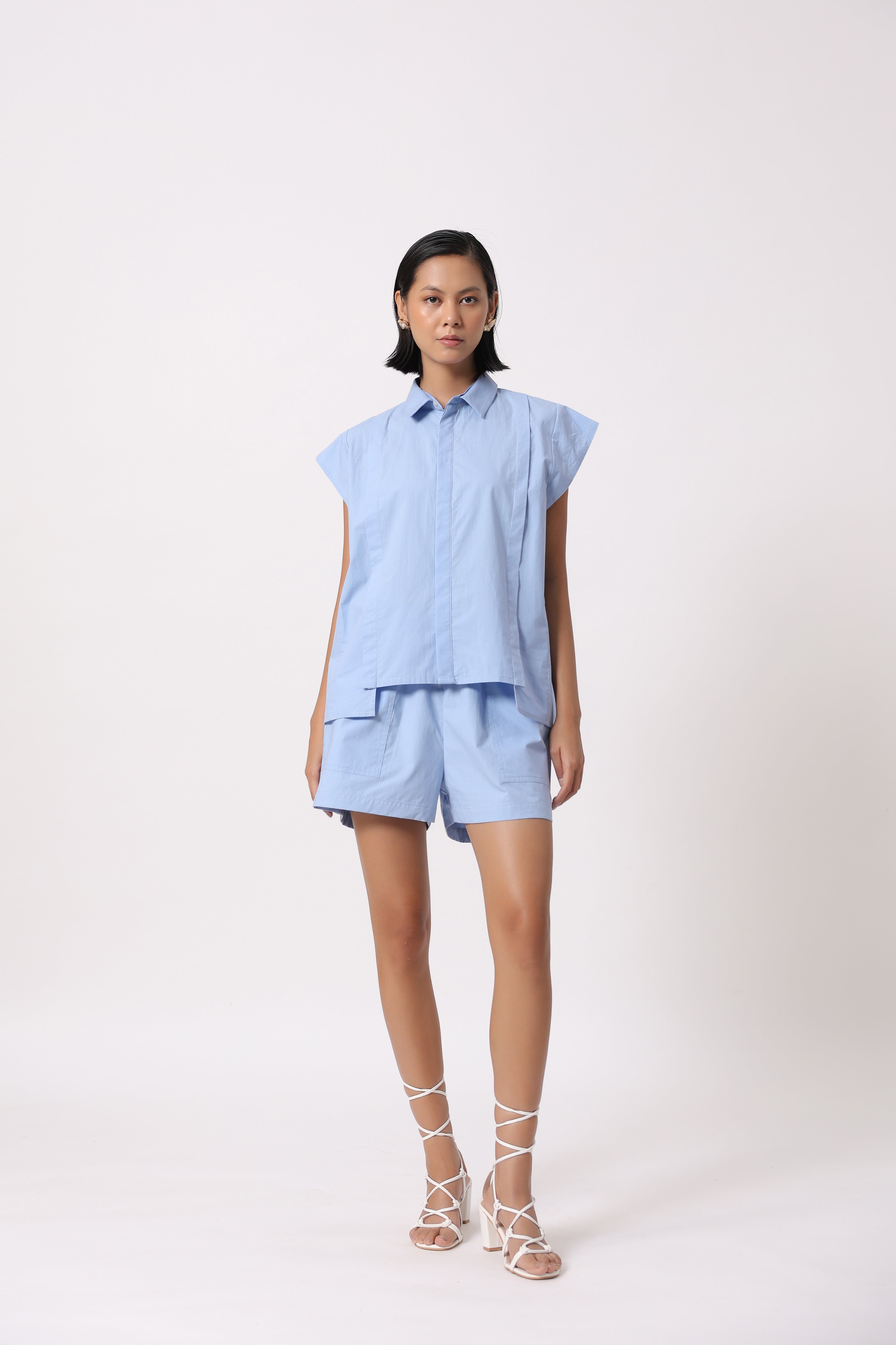 Women’s Blue Cotton Poplin Co-Ord Set