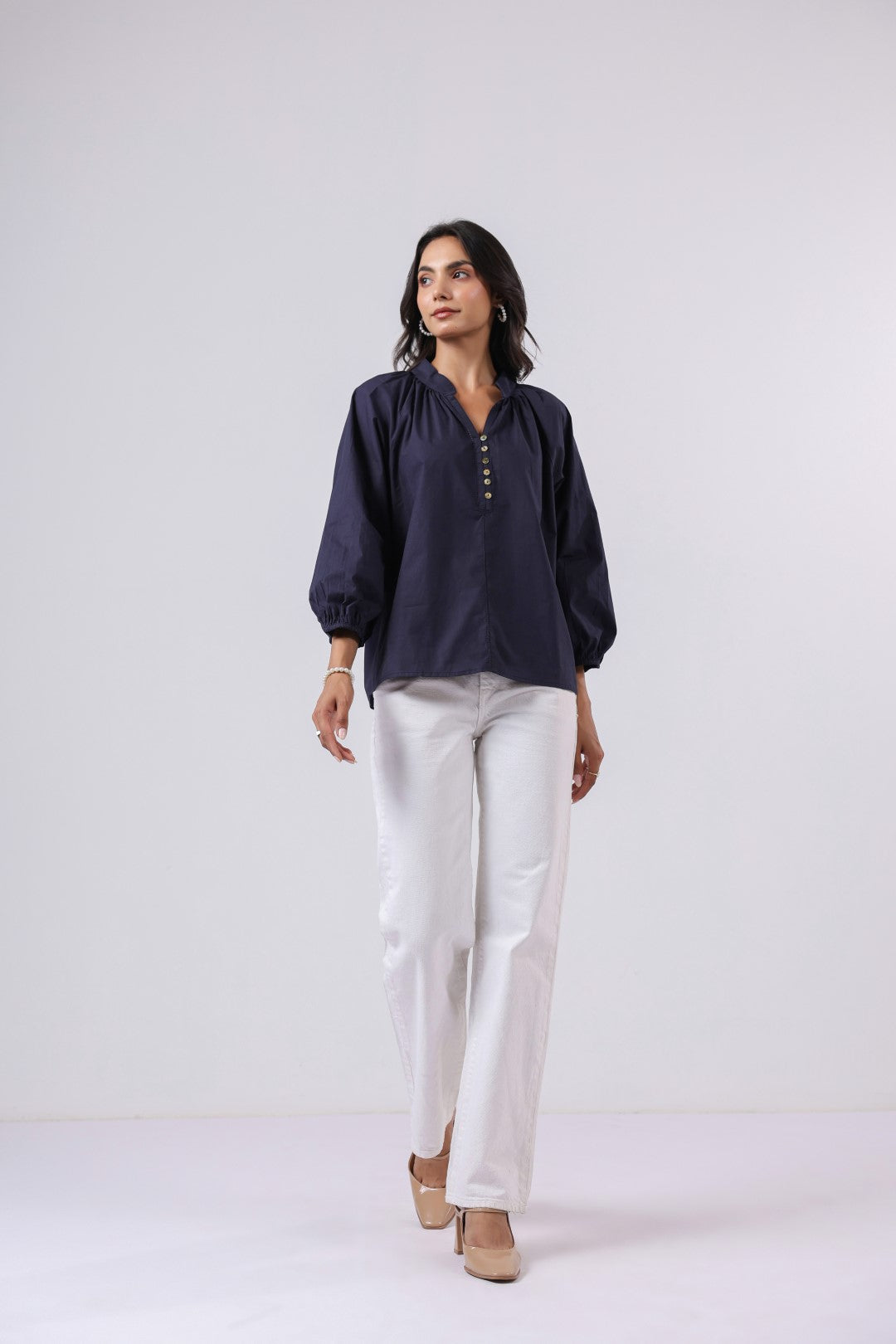 Women's navy cotton tops