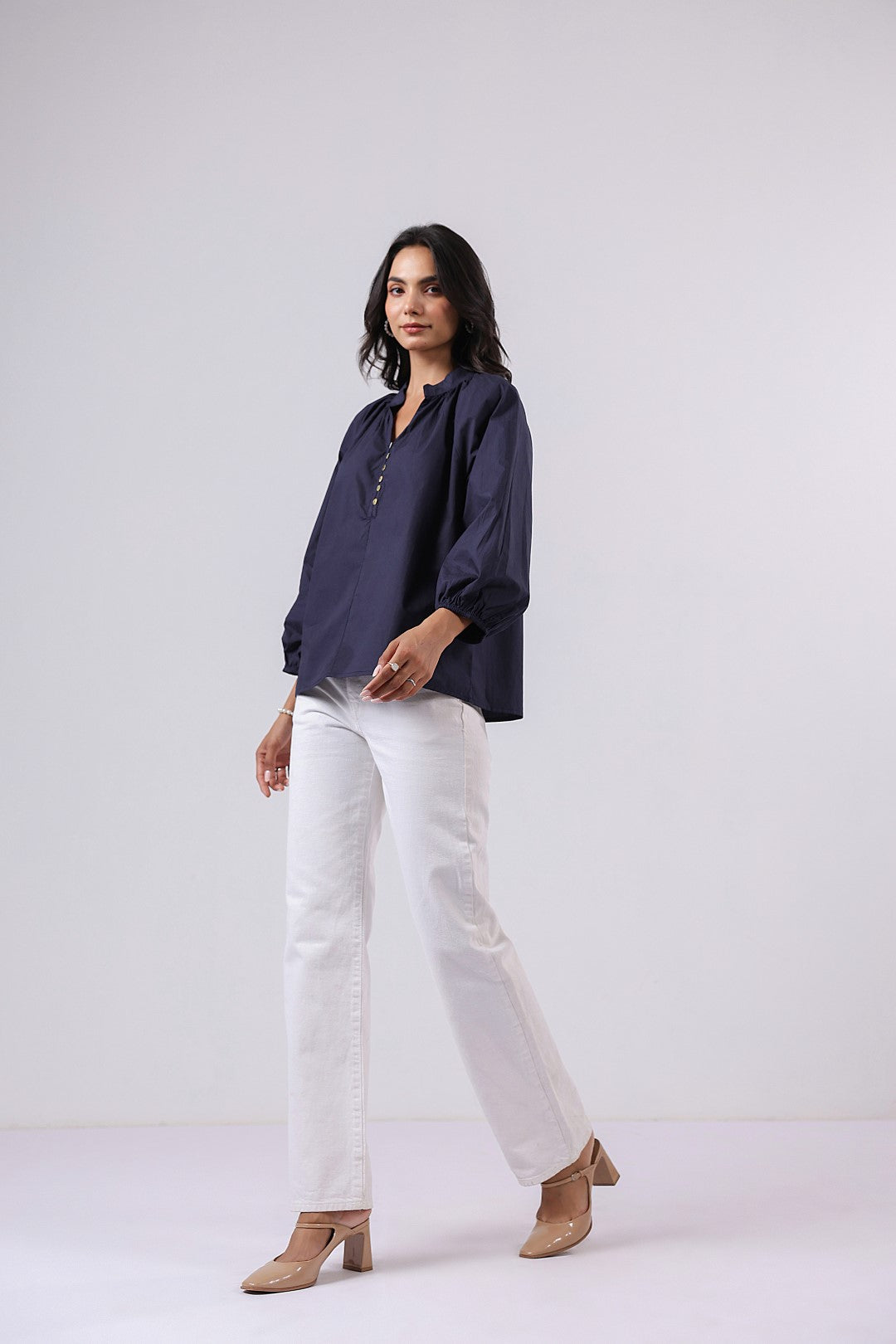 Women's navy cotton tops