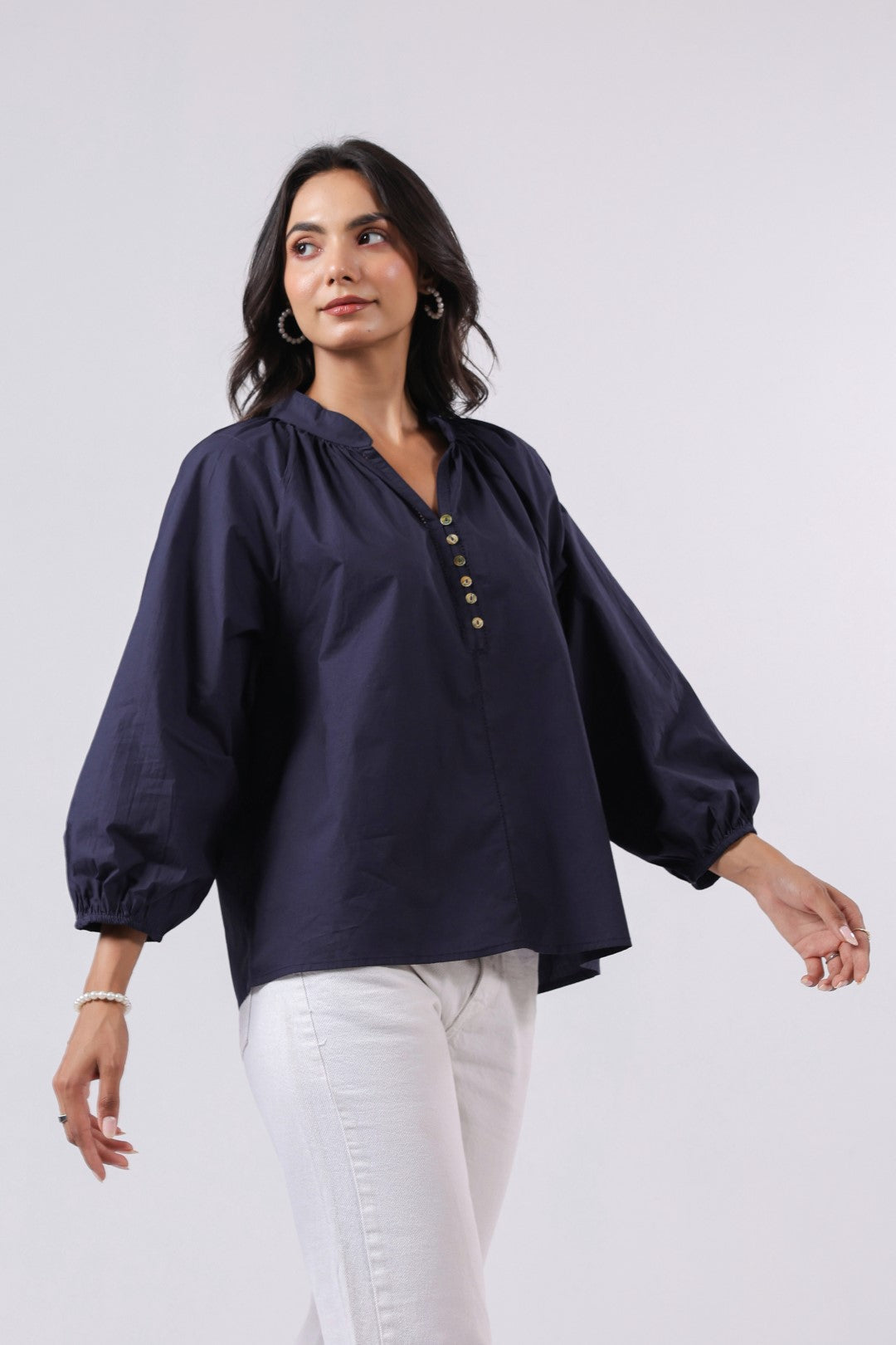 Women's navy cotton tops