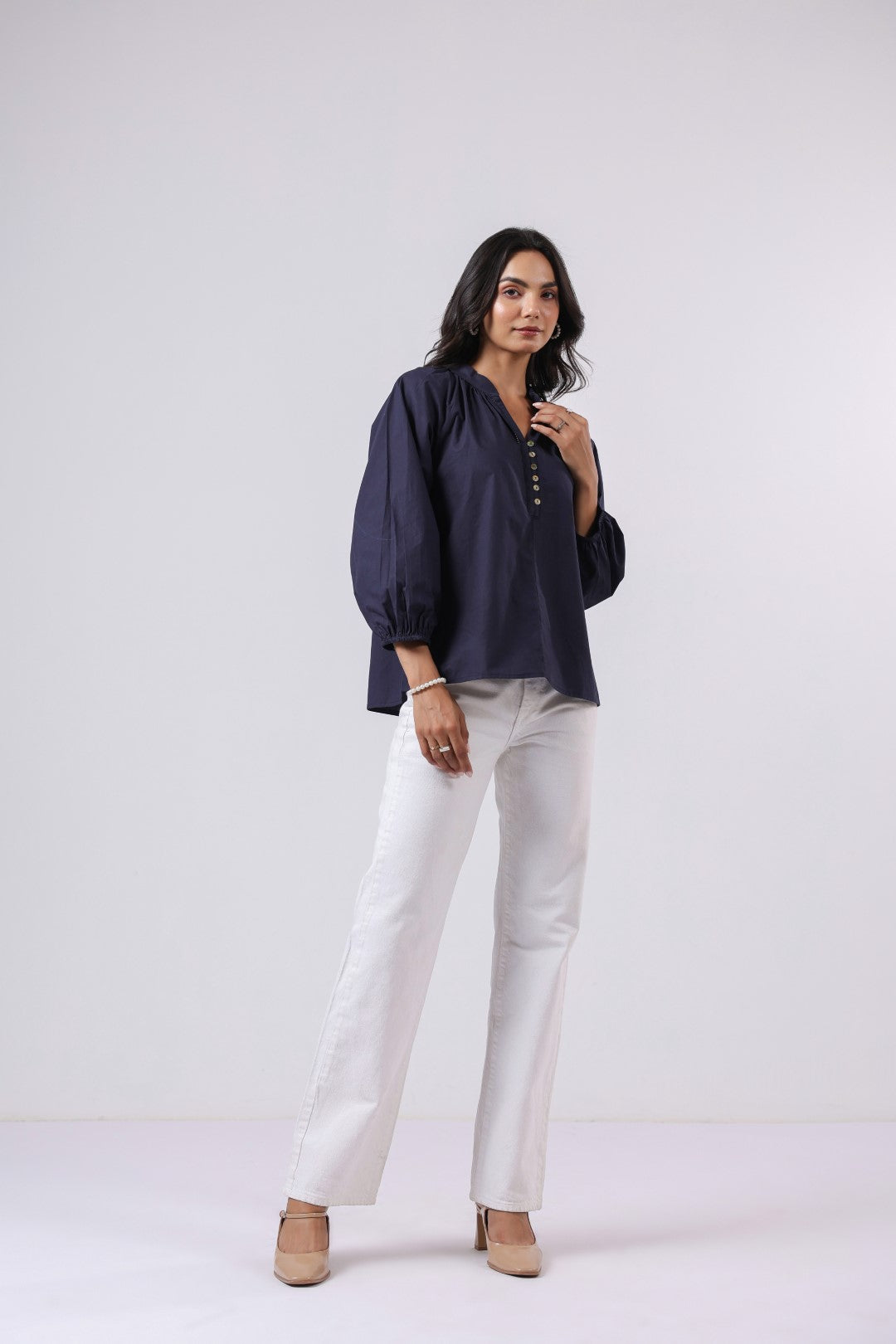 Women's navy cotton tops