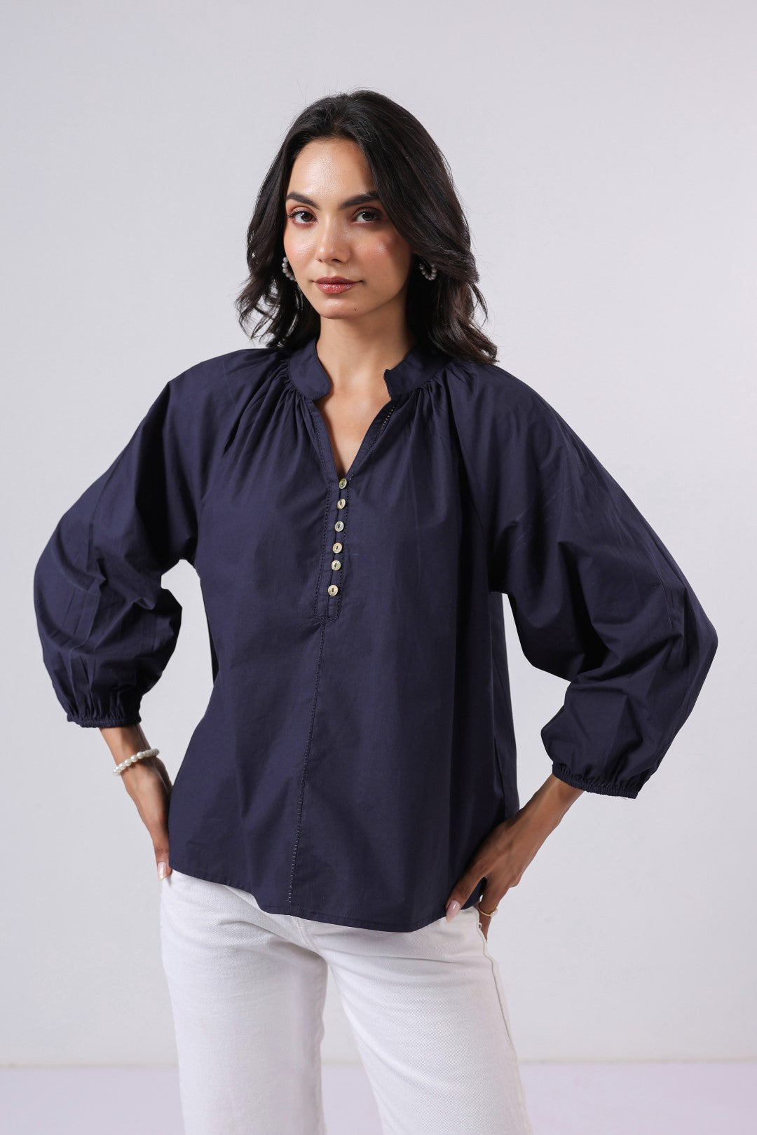 Women's navy cotton tops
