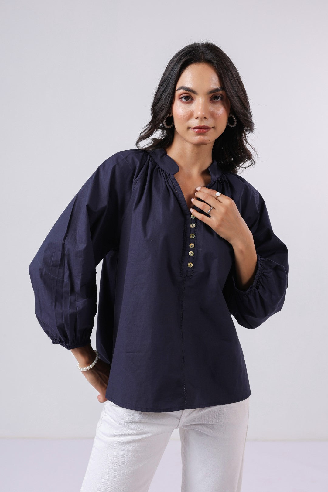 Women's navy cotton tops